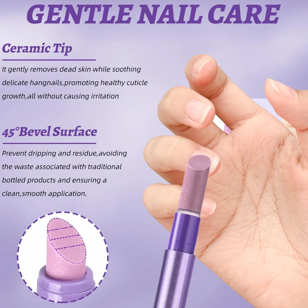 2 Pcs Olio Cuticole Unghie Penna 3 In 1 Per La Cura Delle Unghie,Penne Con Punta In Ceramica Per Spingere Le Cuticole,Penna Con Olio Per Cuticole,Per Rimuovere Le Cuticole Delle Unghie Secche
