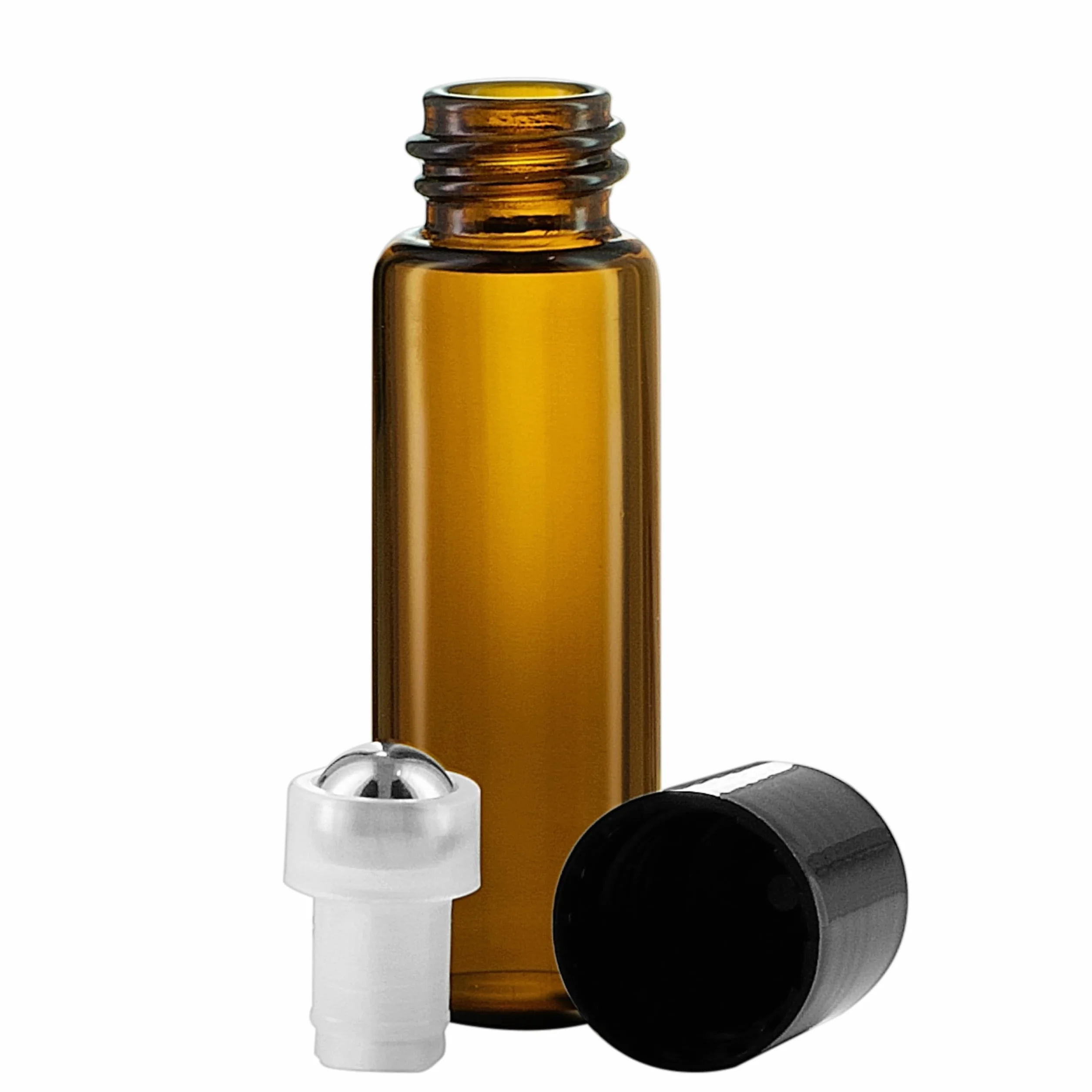 Bottiglie roll on oli essenziali 5ml - 5 confezioni di vetro ambrato riempibile per aromaterapia, profumi o massaggi
