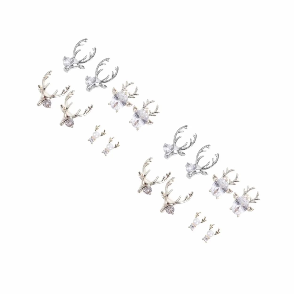 2 Set Accessori Per Unghie Con Design Corno Cervo E Zirconi Charms Per Nail Art Te Per Domestico 16 Pezzi * 2