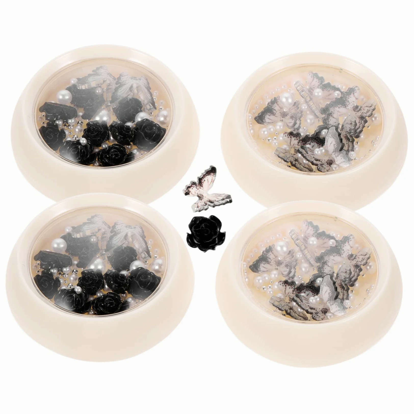 PLAFOPE 5 Set Di Ciondoli Per Unghie A Forma Di Fiore Gioielli Per Unghie in Resina Strass Per 4 Scatole * 5