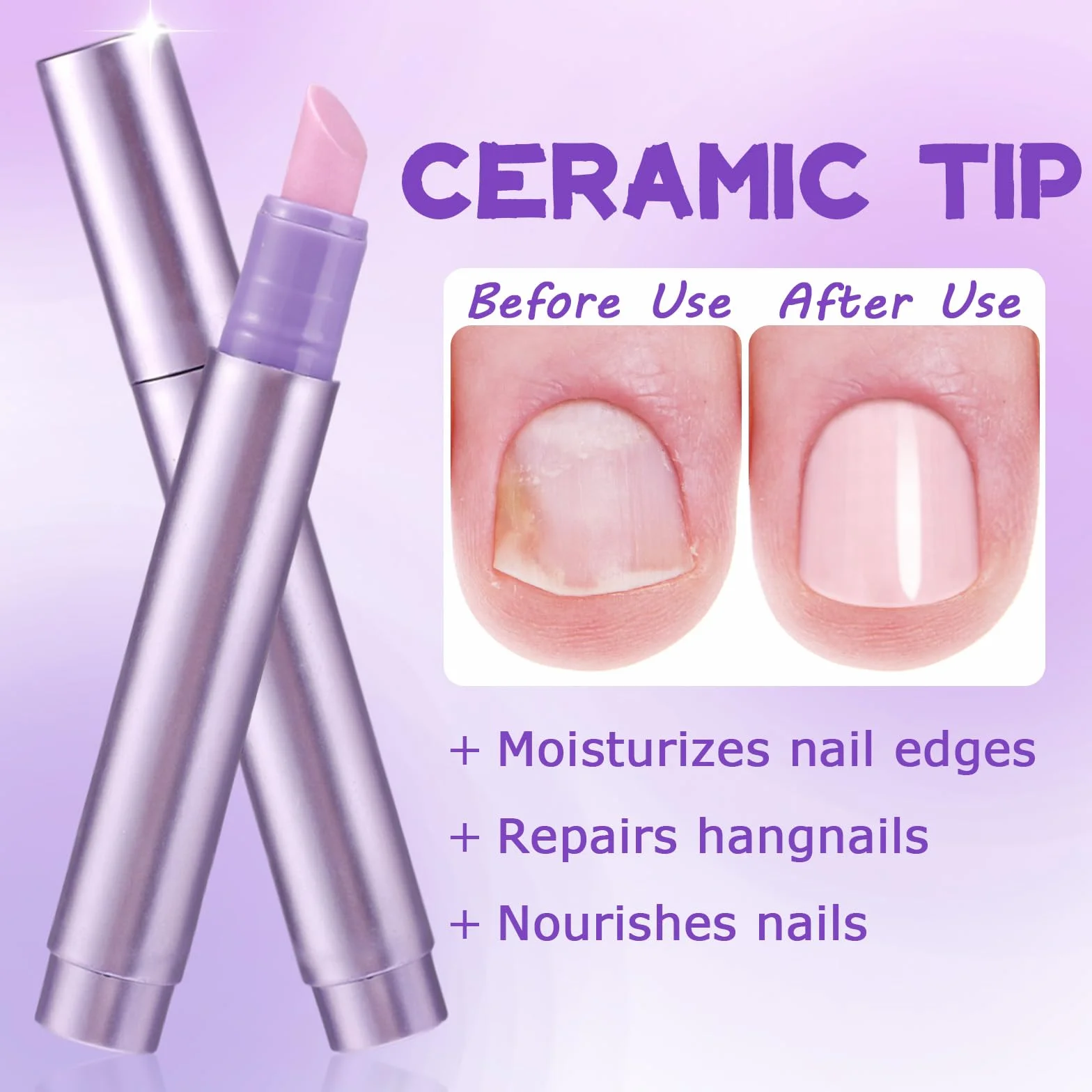 3 in 1 Penna Olio per Cuticole, Penna Rimuovere Cuticole Unghie con Ceramica Punta Idratanti Rinforzanti Illuminanti Olio Applicatori per Riparare Unghie Secche Screpolate