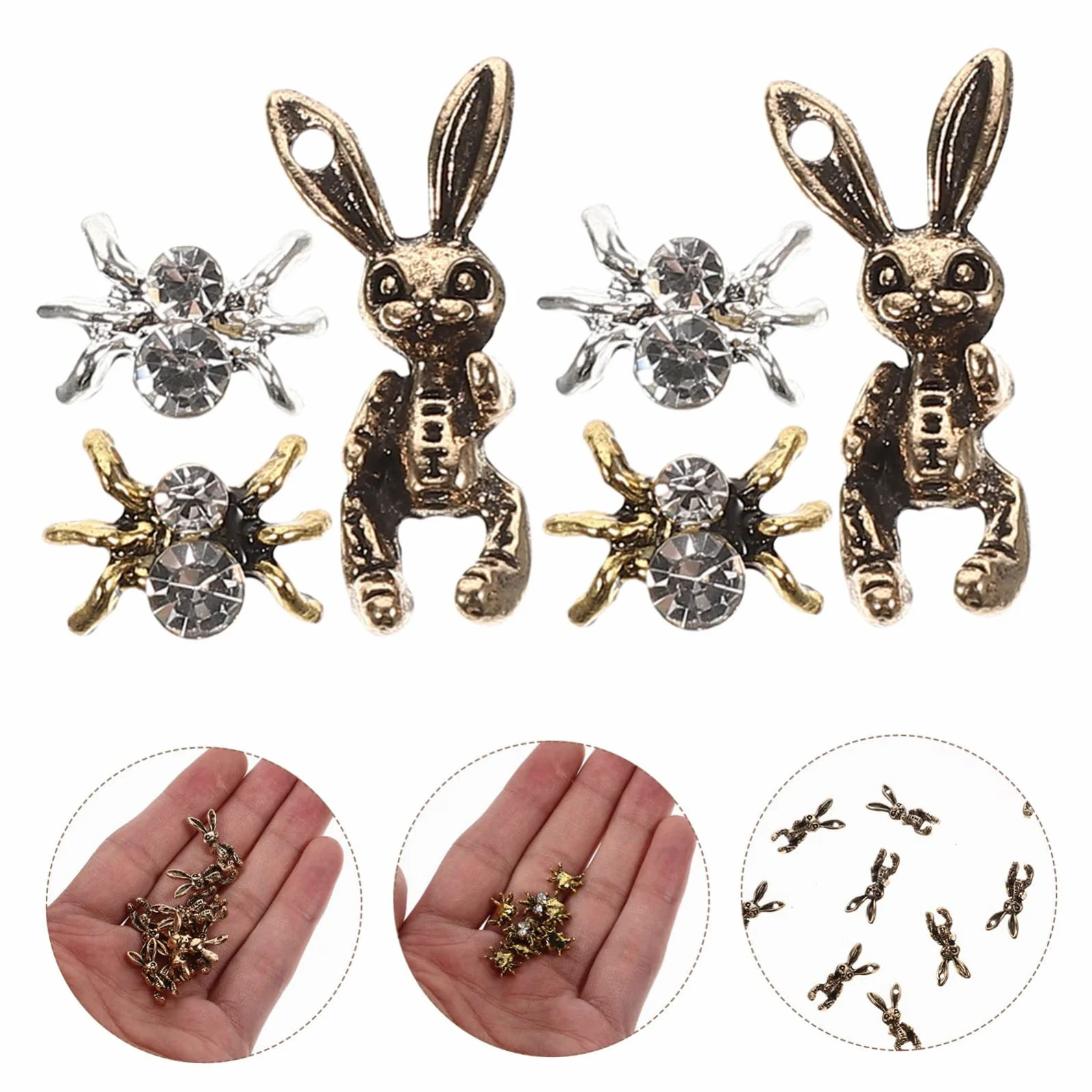 5 Set Gioielli Per Unghie Con Diamanti Charm Per Unghie Accessori Per Unghie Charm Scuri Decorazioni Per Nail Art 3D A Forma Di Ragno Gioielli Per La Decorazione 30 pezzi*5