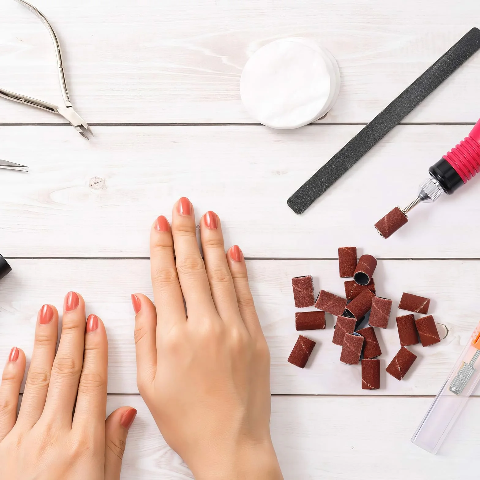 120 Pezzi Manicotti Levigatura Unghie 80/120/180/240 Grana per Pedicure Manicure,2 Punte Fresa Unghie,Accessori Ricambi