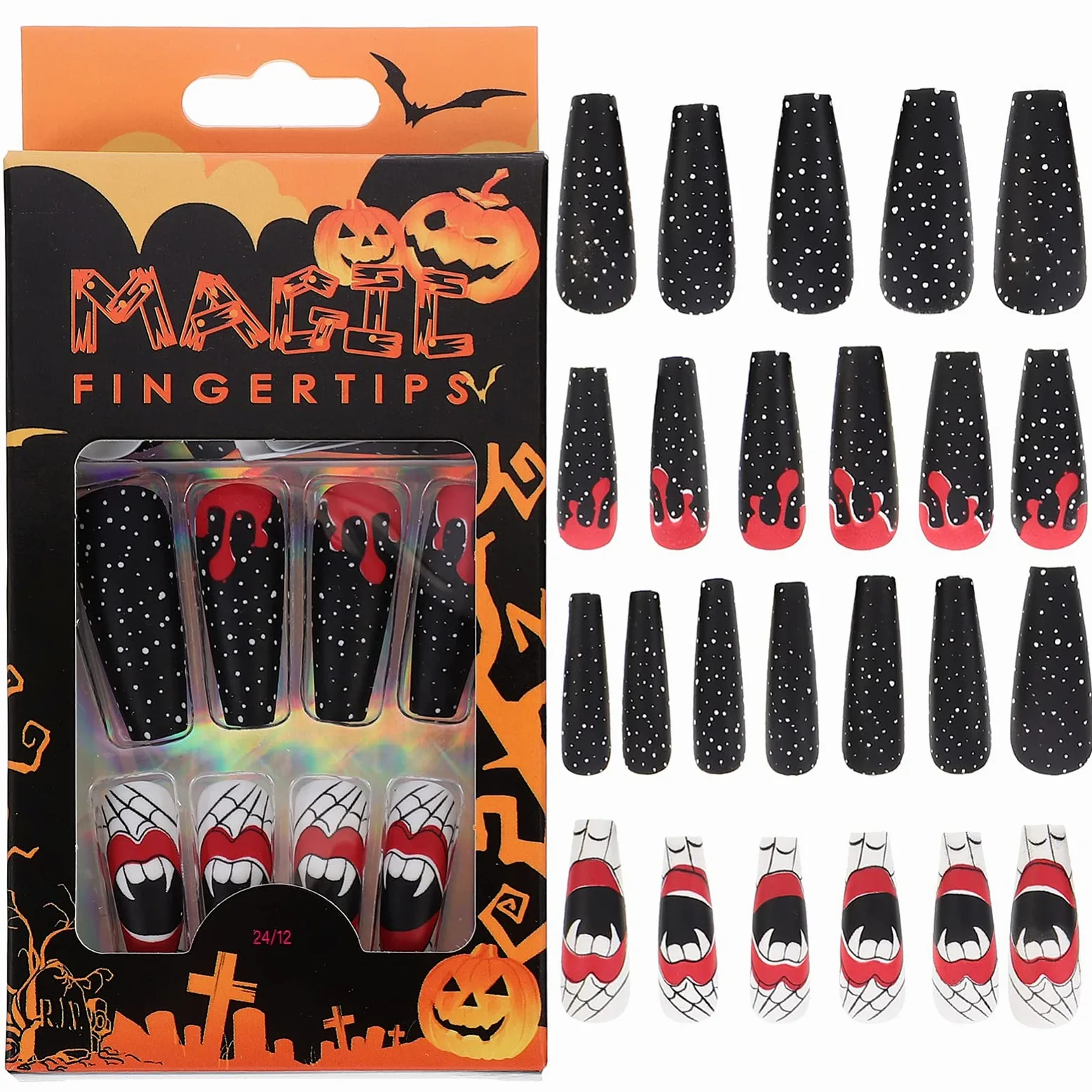 LALAFINA 240 Pz unghie finte fake nails decorazioni unghie decorazioni per unghie nail art manicure unghie decorazioni decorazione unghie Halloween plastica