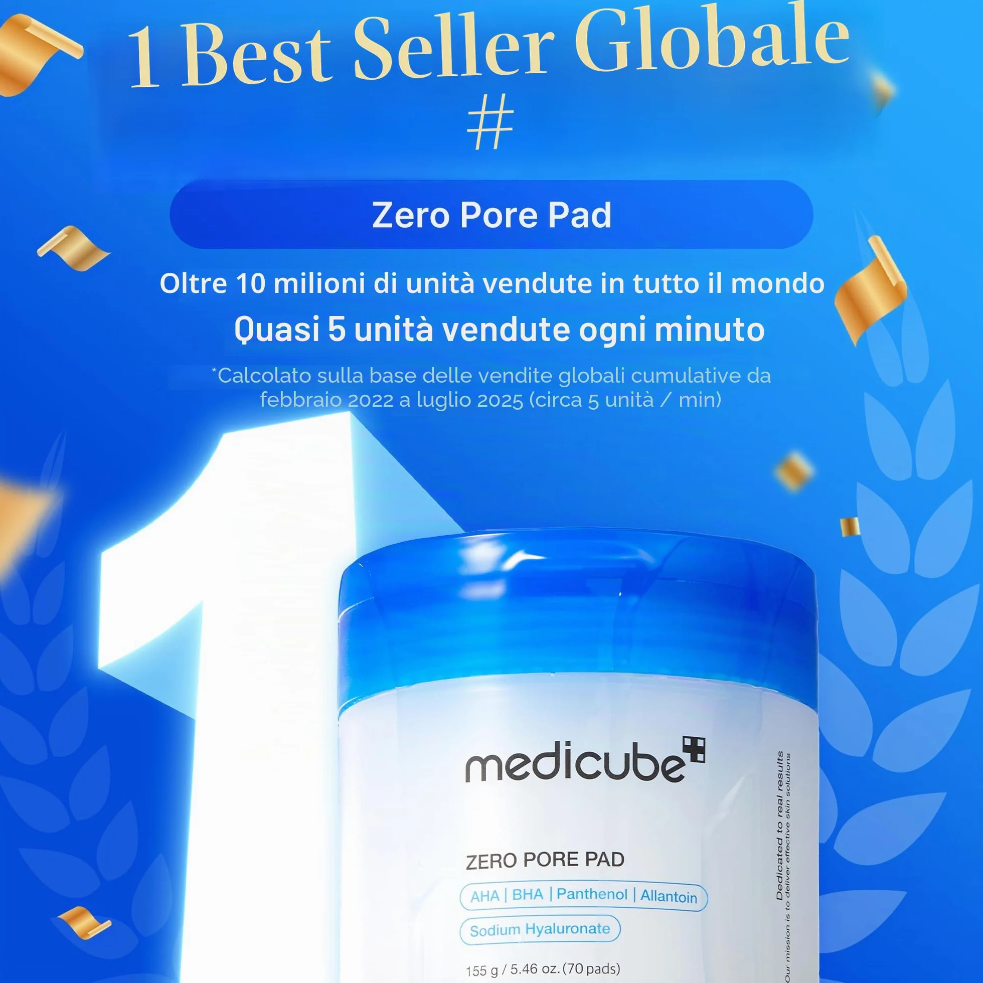 Medicube Zero Pore Pads 2.0 Tamponi Tonici Viso Esfoliazione Cura Pori Acido Lattico 4,5% Acido Salicilico BHA 0,45% 70 Unità