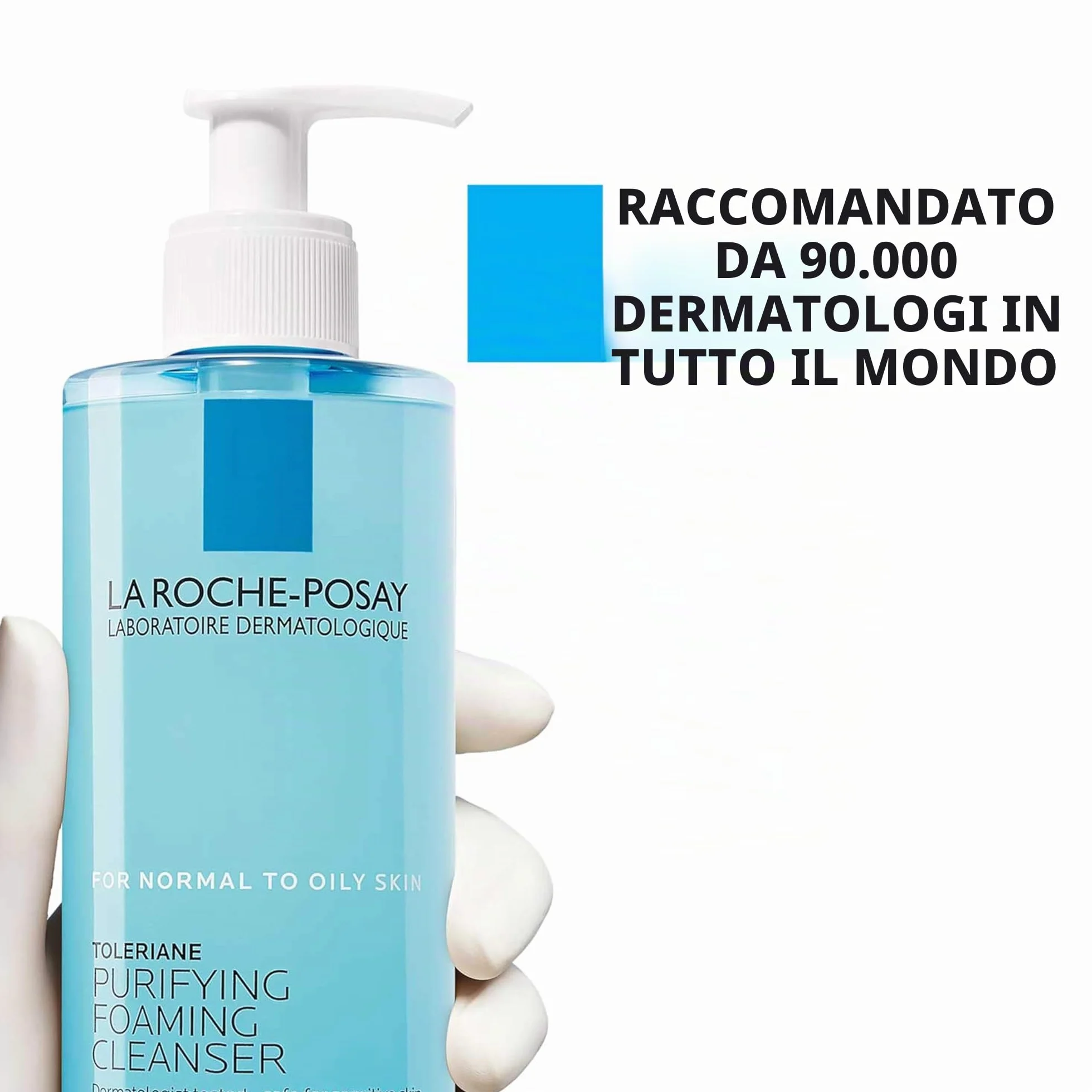 La Roche-Posay Toleriane, Gel Detergente Schiumogeno a Doppia Azione, Adatta a Pelli Sensibili, Elimina Impurità e Sebo, Pelle Morbida e Idratata, Formula con Tensioattivi Delicati e Glicerina, 400 ML