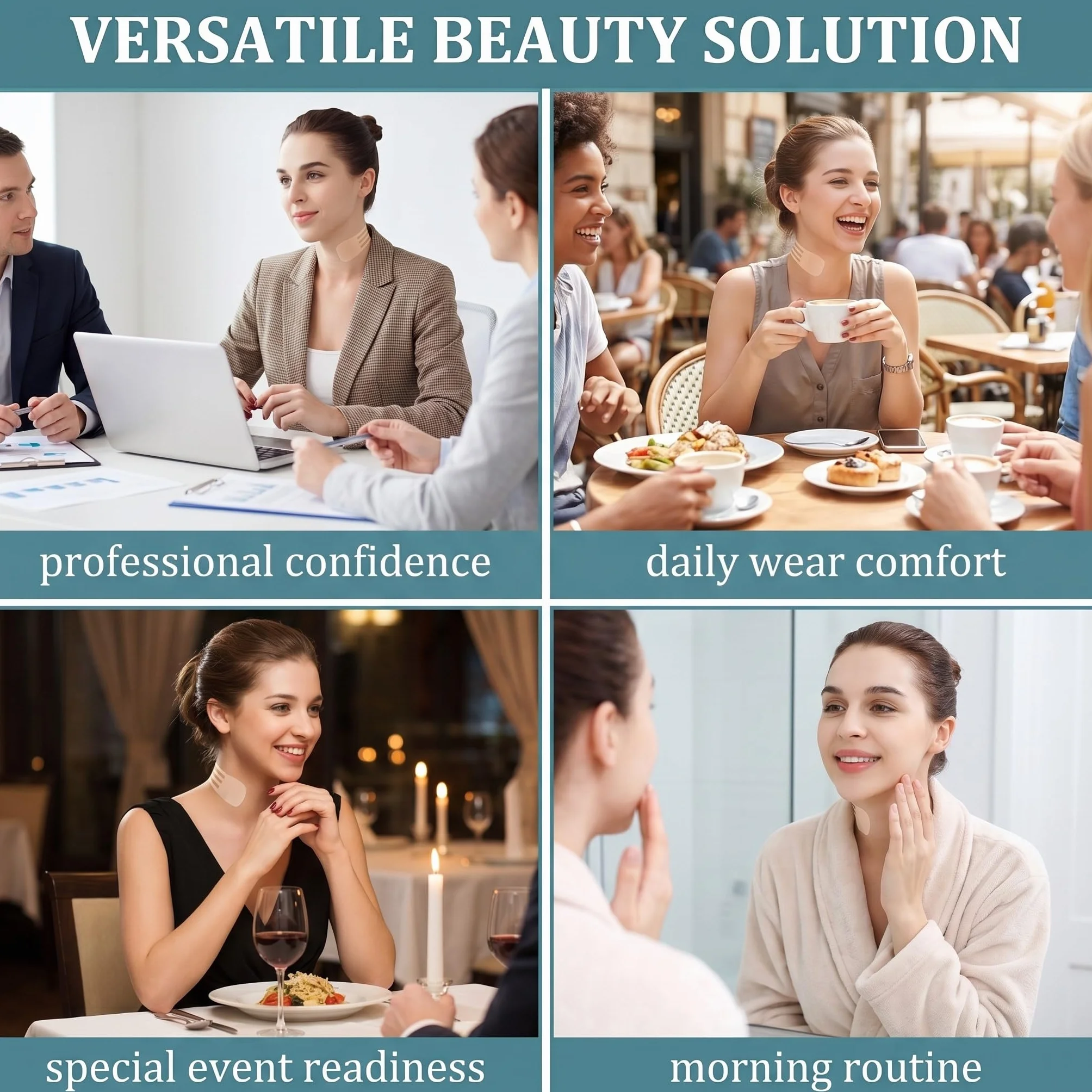 GXGM fascia lifting viso, Cerotti Lifting Collo,Anti-Doppio Mento, Nastro Per Viso,Contro Le Rughe Del Collo, Che Rassodano E Levigano La Pelle,Confezione Da 4 + 20 Patch