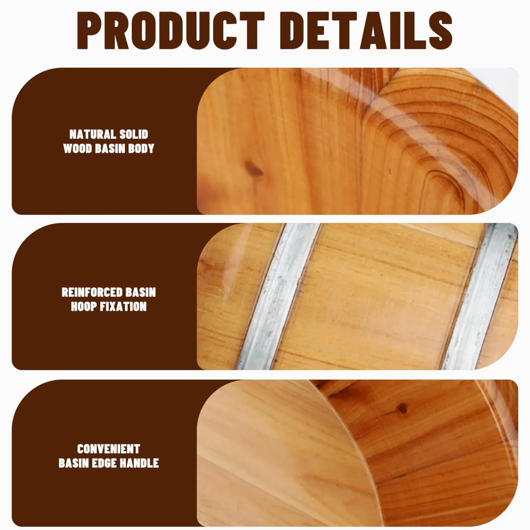 Ciotola per pedicure Vasca per piedi in legno 14, 2x6, 3 | Legno naturale liscio, ottimo per la cura dei piedi, ideale per sessioni spa a casa