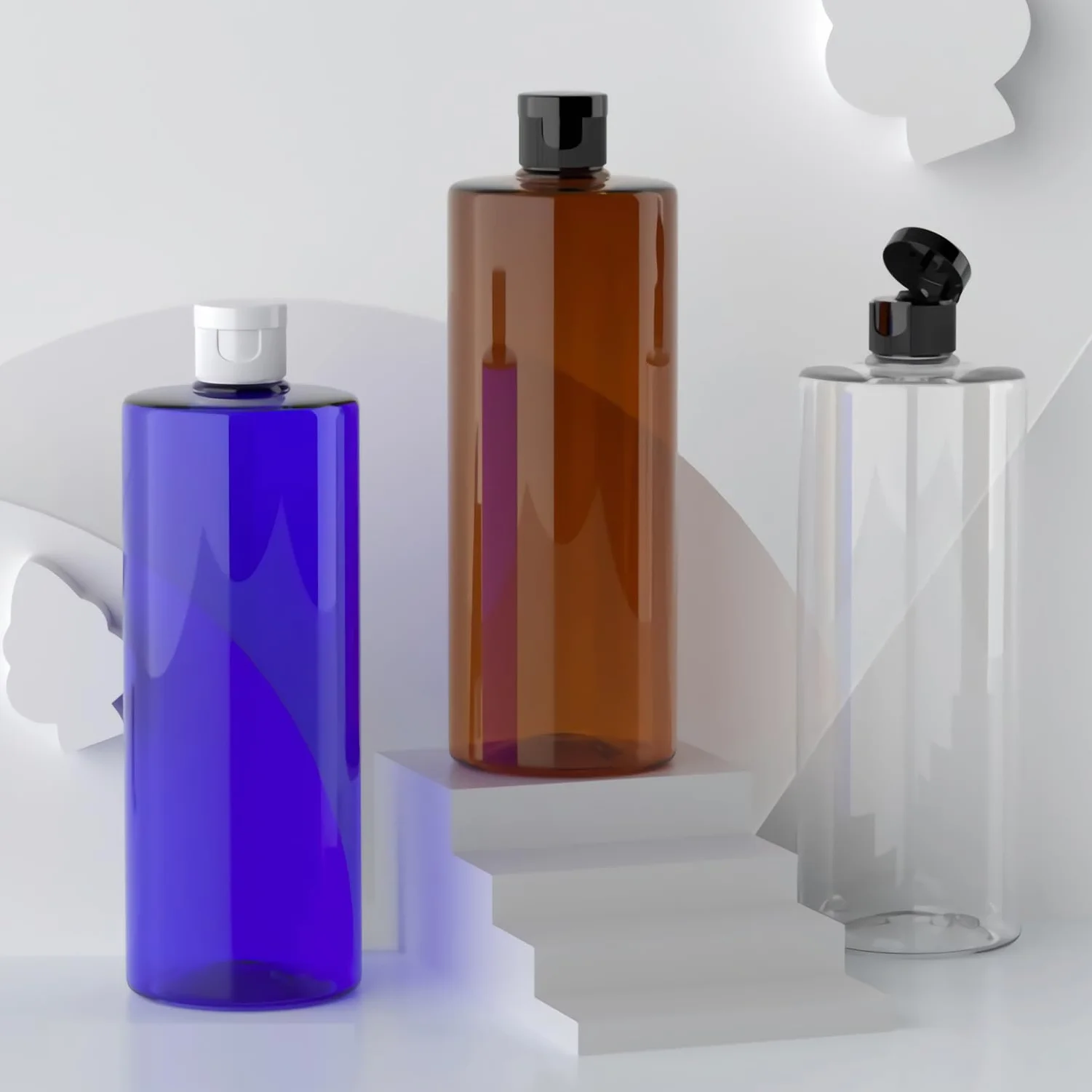 4 Pezzi 500ml flaconi vuoti da Trasparente in plastica da viaggio bottiglia di lozione con Tappo Flip Top Trasparente, ricaricabili, per lozione e shampoo Cosmetica Bottiglie Flaconi