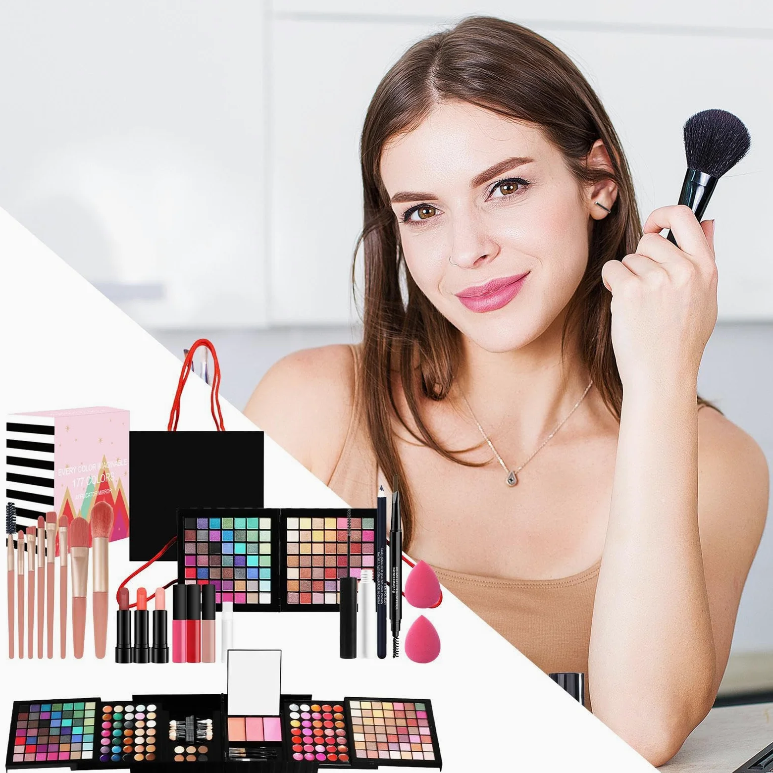 Kit trucco completo, set trucco per donna Kit completo | per il tutto in 1 | Set di cosmetici per principianti e professionisti, include cosmetici e strumenti per il