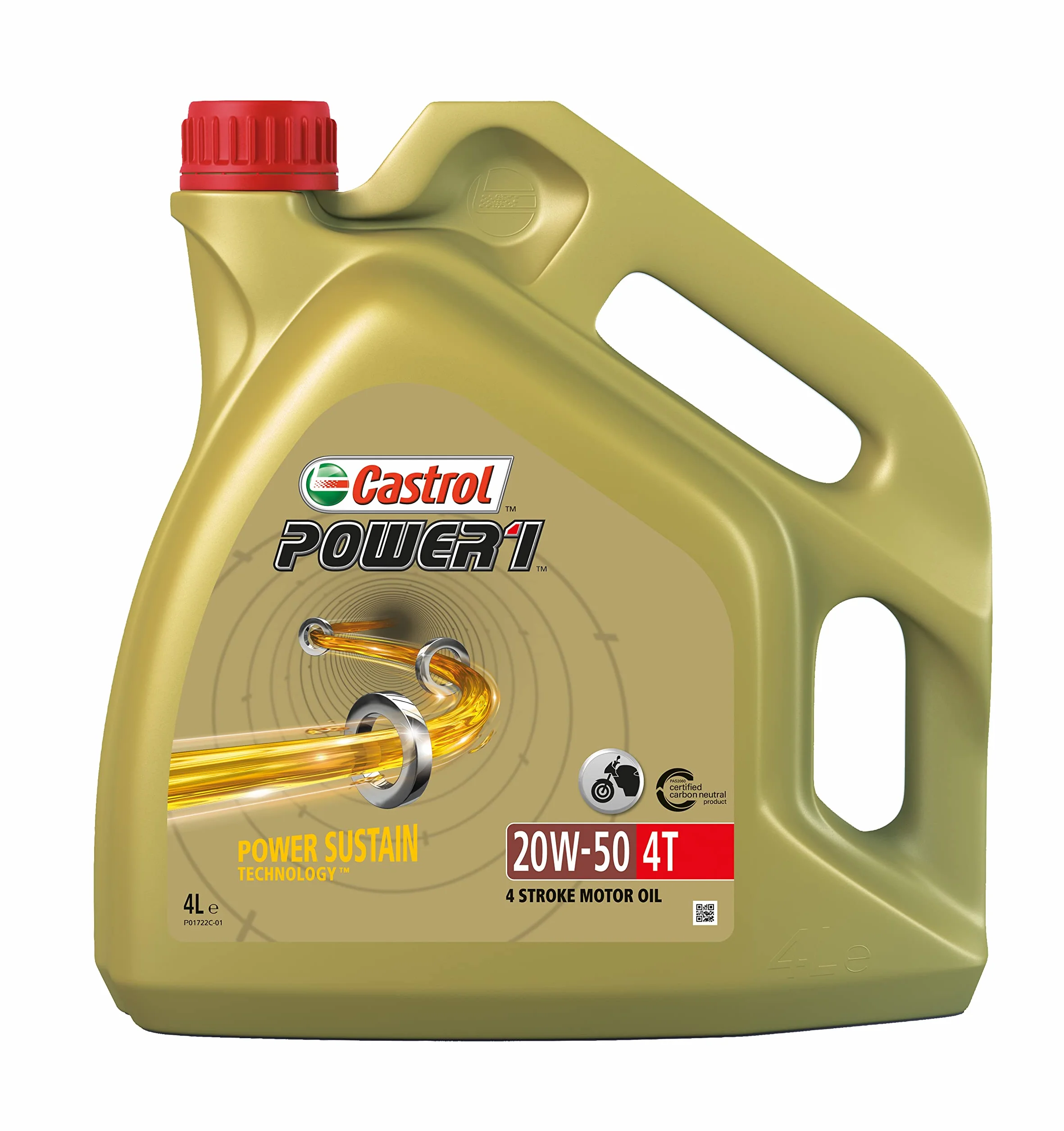 Castrol Power 1 4T 20W50 4 Litri Olio Motore Sintetico per Moto 4 Tempi