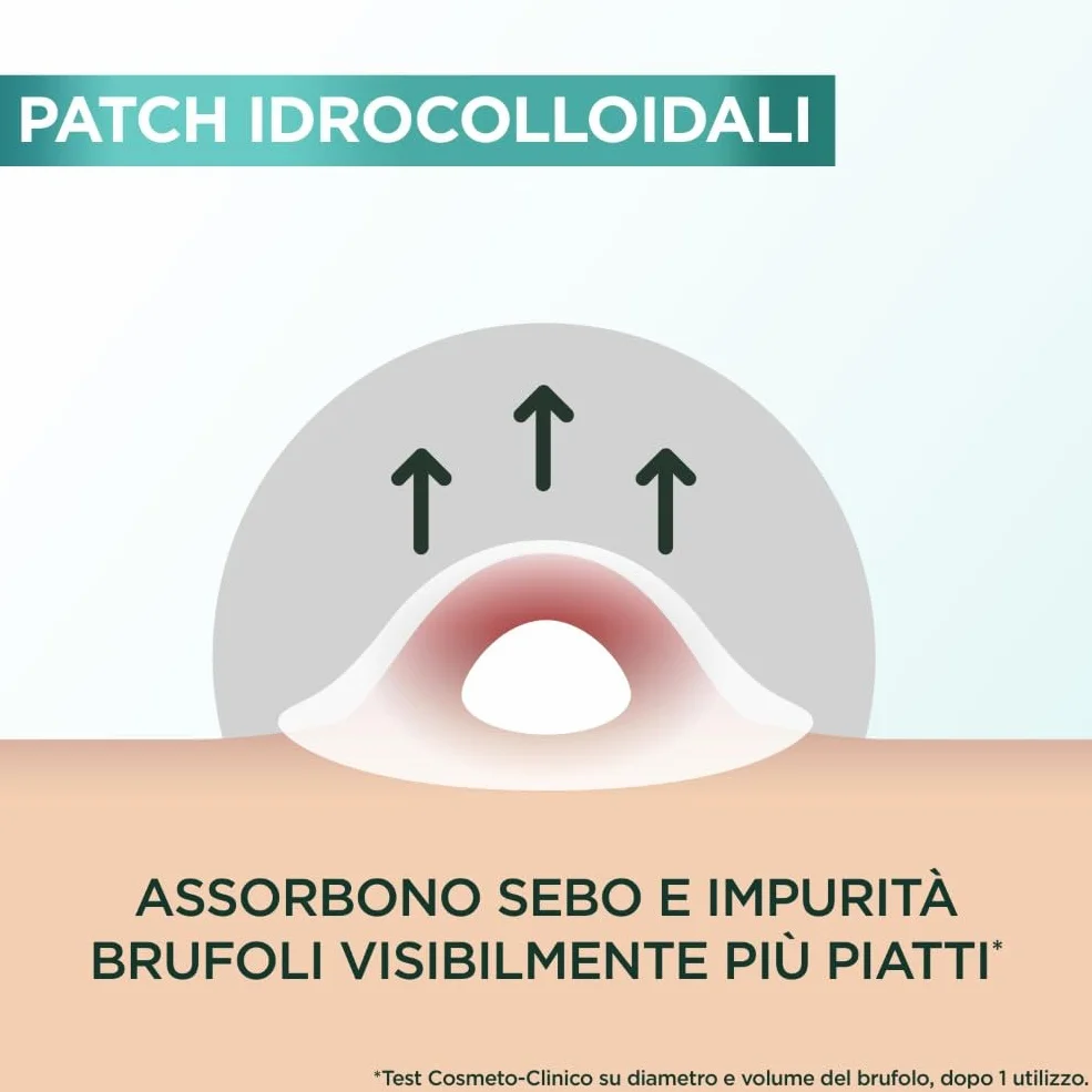 Garnier Pimple Patch Cerotti Idrocolloidali Invisibili Viso, Imperfezioni Ridotte in 8 Ore, Brufoli Visibilmente più Piatti, Adatti a Tutte le Tonalità di Pelle, Vegano, Pure Active, 44 Patch