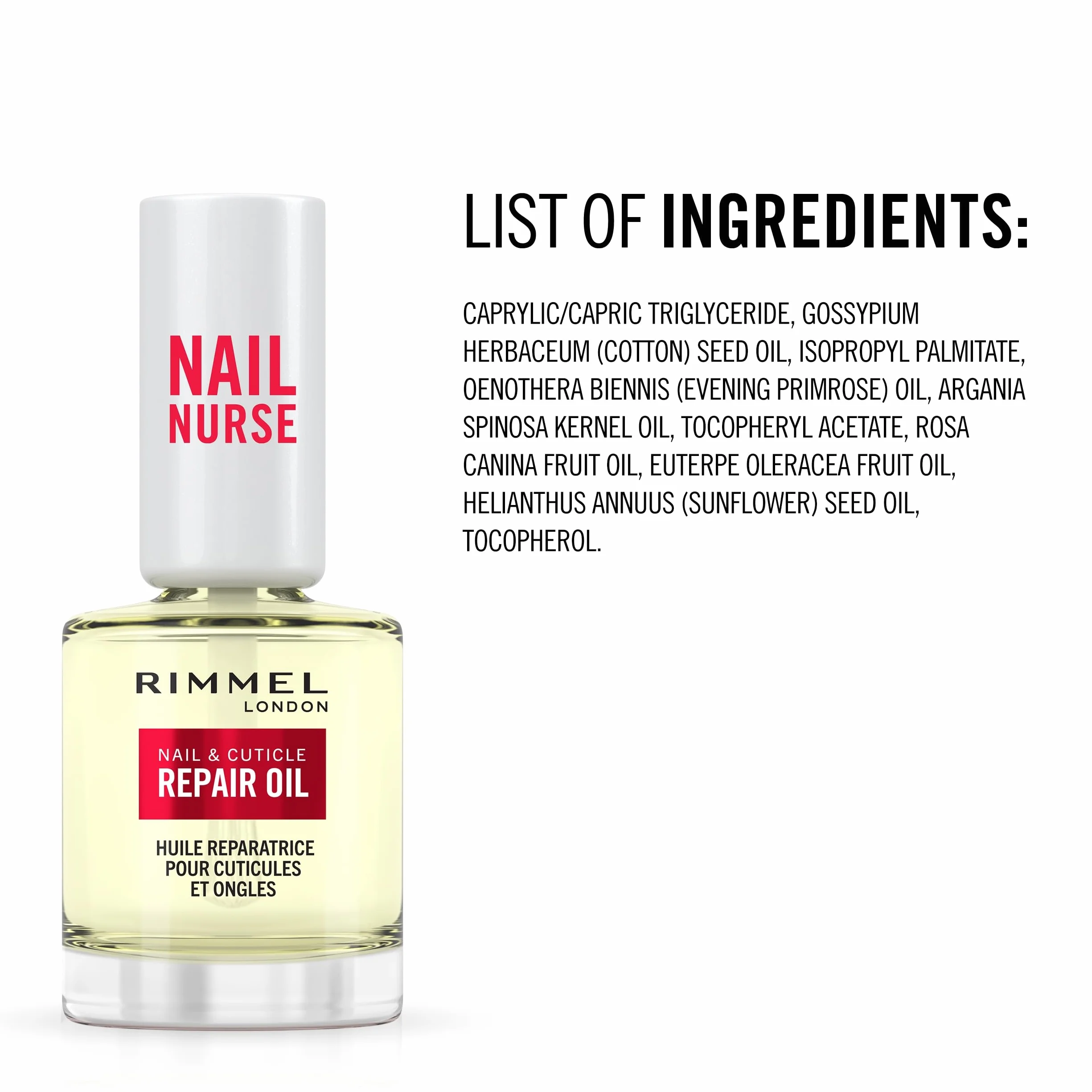 Rimmel London, Nail Care Cuticle Repair Oil, Olio Idratante riparatore per Unghie e Cuticole, Formula Vegana con Vitamina E, 8ml