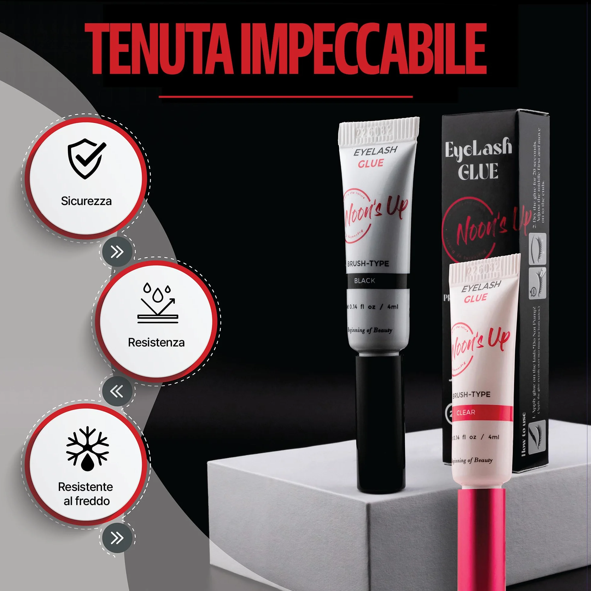 NOON'S UP Colla per Ciglia Finte senza Formaldeide 4ml Trasparente