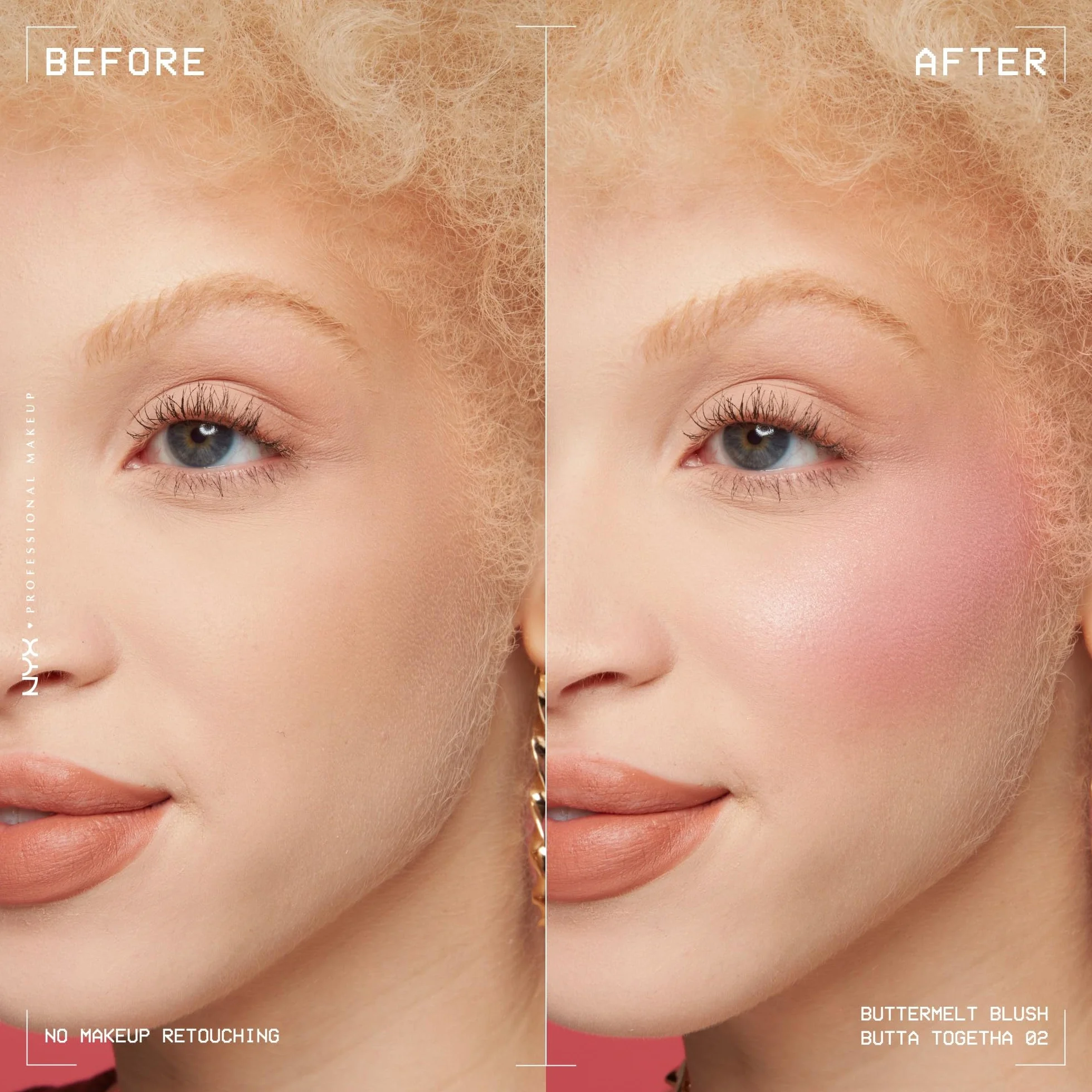 NYX Professional Makeup Blush in Polvere, Per un Look Fresco e Colorato, Arricchito con Burro di Mango, Mandorle e Karitè, Sfumabile, Buttermelt, Tonalità: Butta Together, 5 g