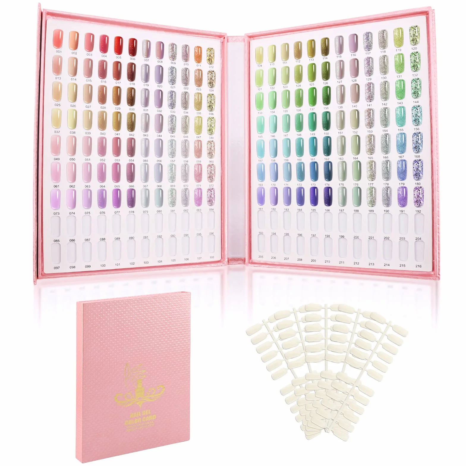 Segbeauty Libro per Unghie Espositore con 216 Colori per Unghie, con 240 Punte per Unghie Finte, Nail Art Campioni di Colore Cartone, Espositore per Smalti per Nail Art, Consistenza di Ananas, Rosa