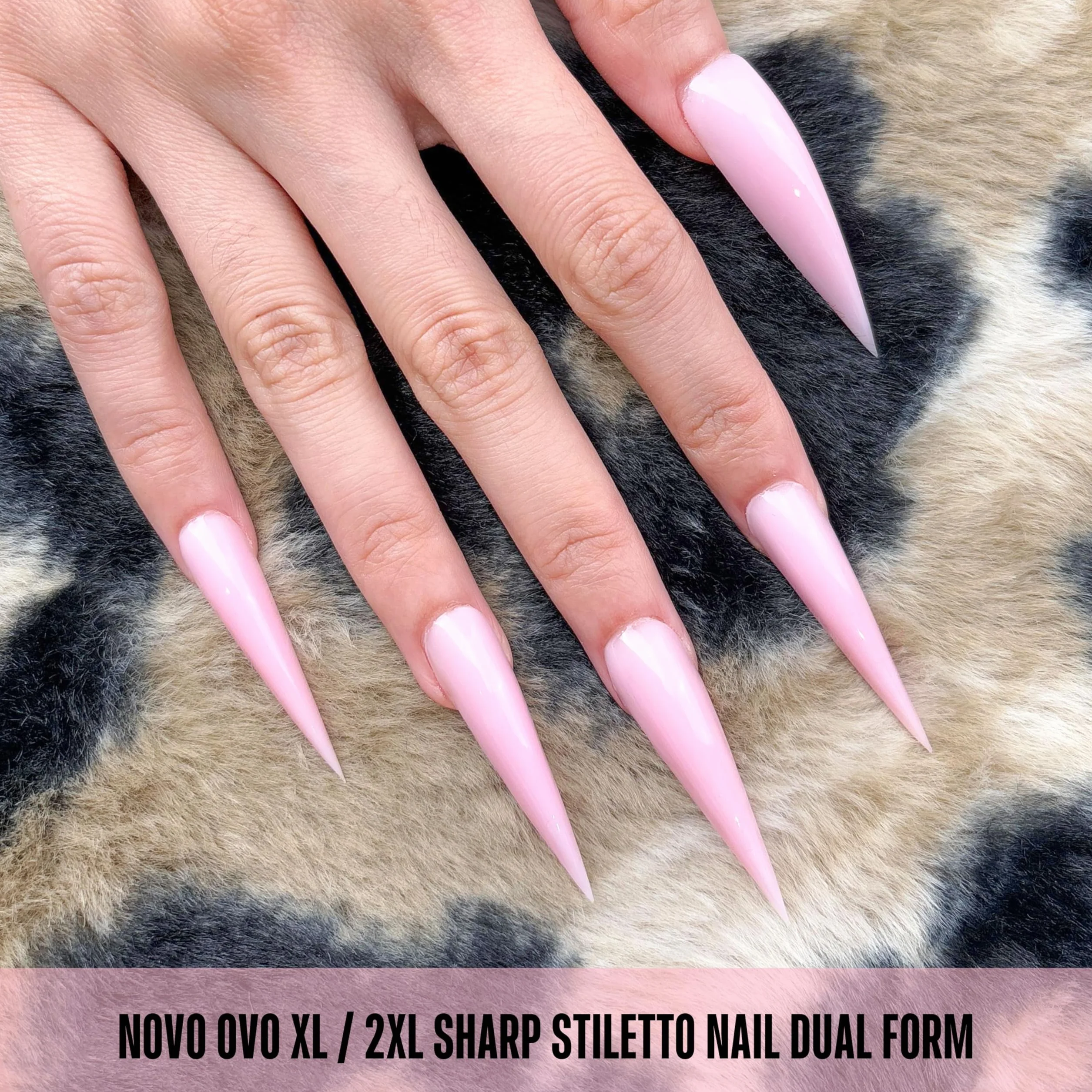 NOVO OVO Extra Long XXL - Confezione da 280 stampi per manicure fai da te, in acrilico riutilizzabile