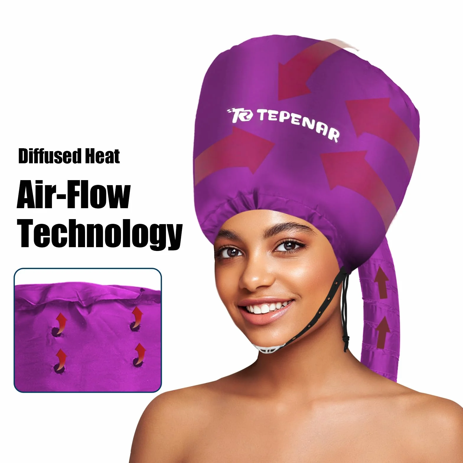 TEPENAR Cappello Asciugacapelli Morbido Regolabile Asciugatura Rapida per Capelli Ricci Naturali Viola