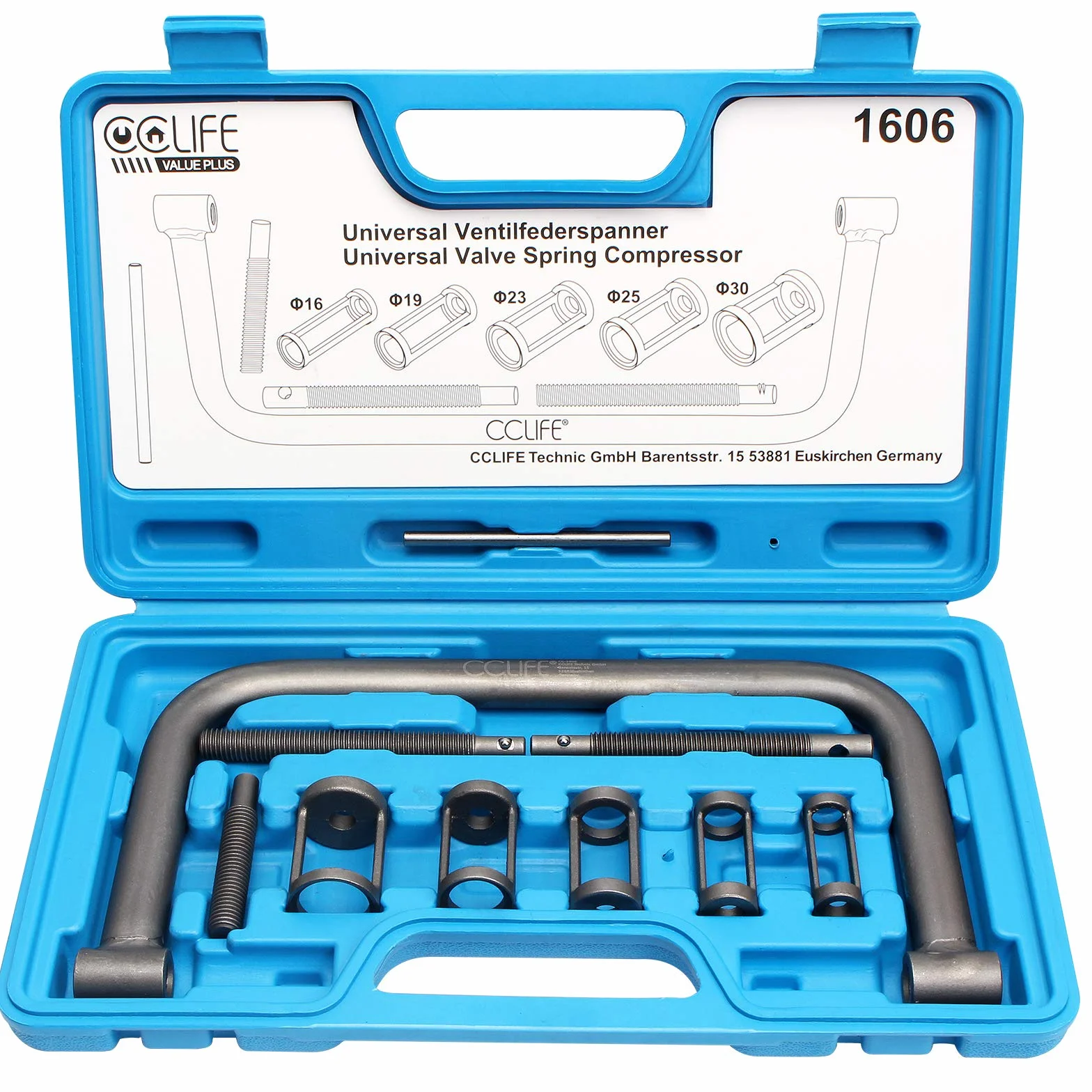 CCLIFE Compressore Molle Valvola Universale, Set 10 Pezzi, Gamma 16-30mm, con Custodia Portatile
