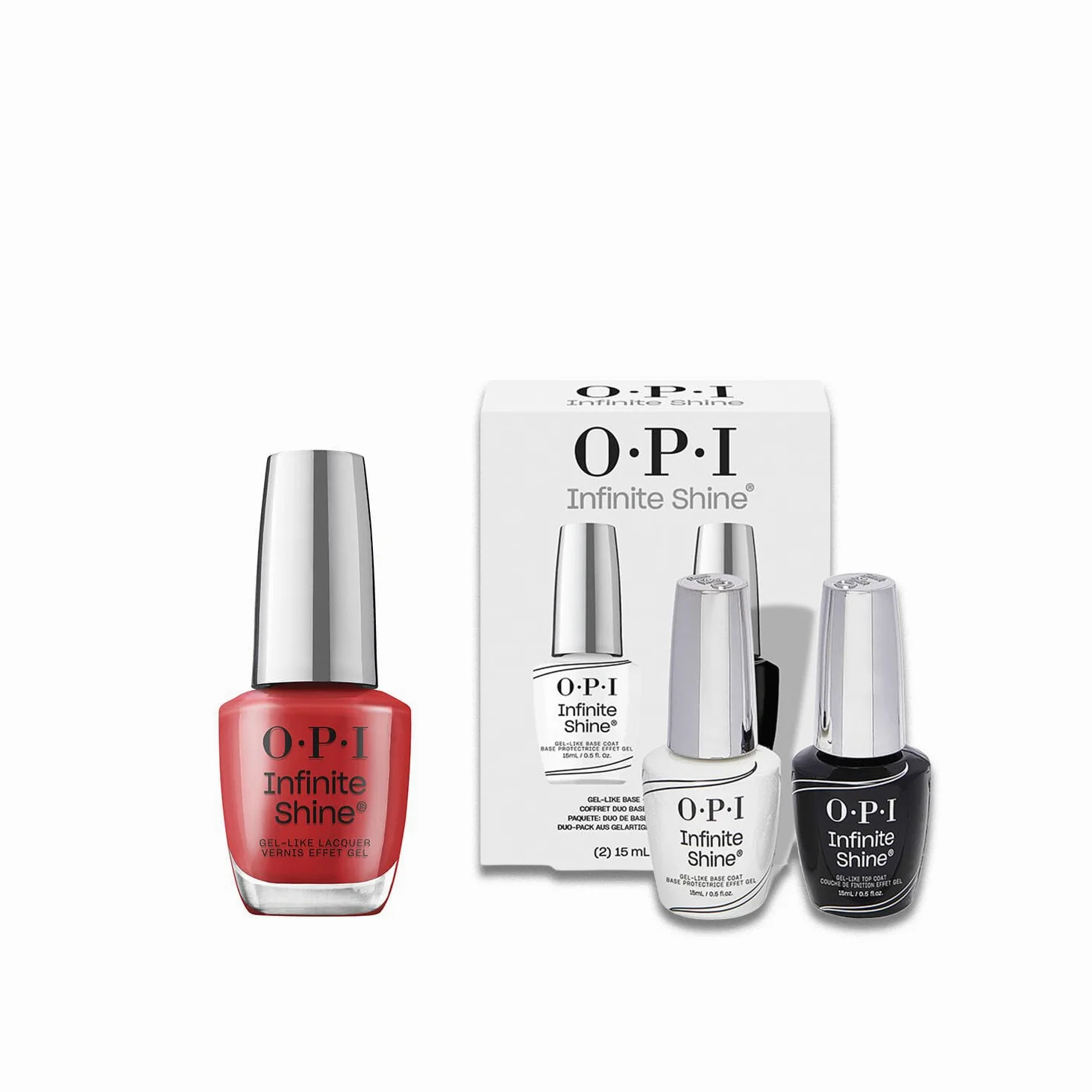 OPI Infinite Shine Big Apple Red | Kit Smalto + Base & Top Coat | Rosso Intenso | Smalto Semipermanente a Lunga Durata | 3x15ml