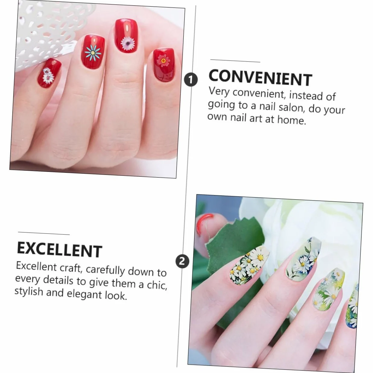 PACKOVE 3 set Adesivi Per Nail Art Adesivi Per Unghie Per Unghie Primaverili Per ie Floreali Per ie Per ie Per ie 5 fogli*3