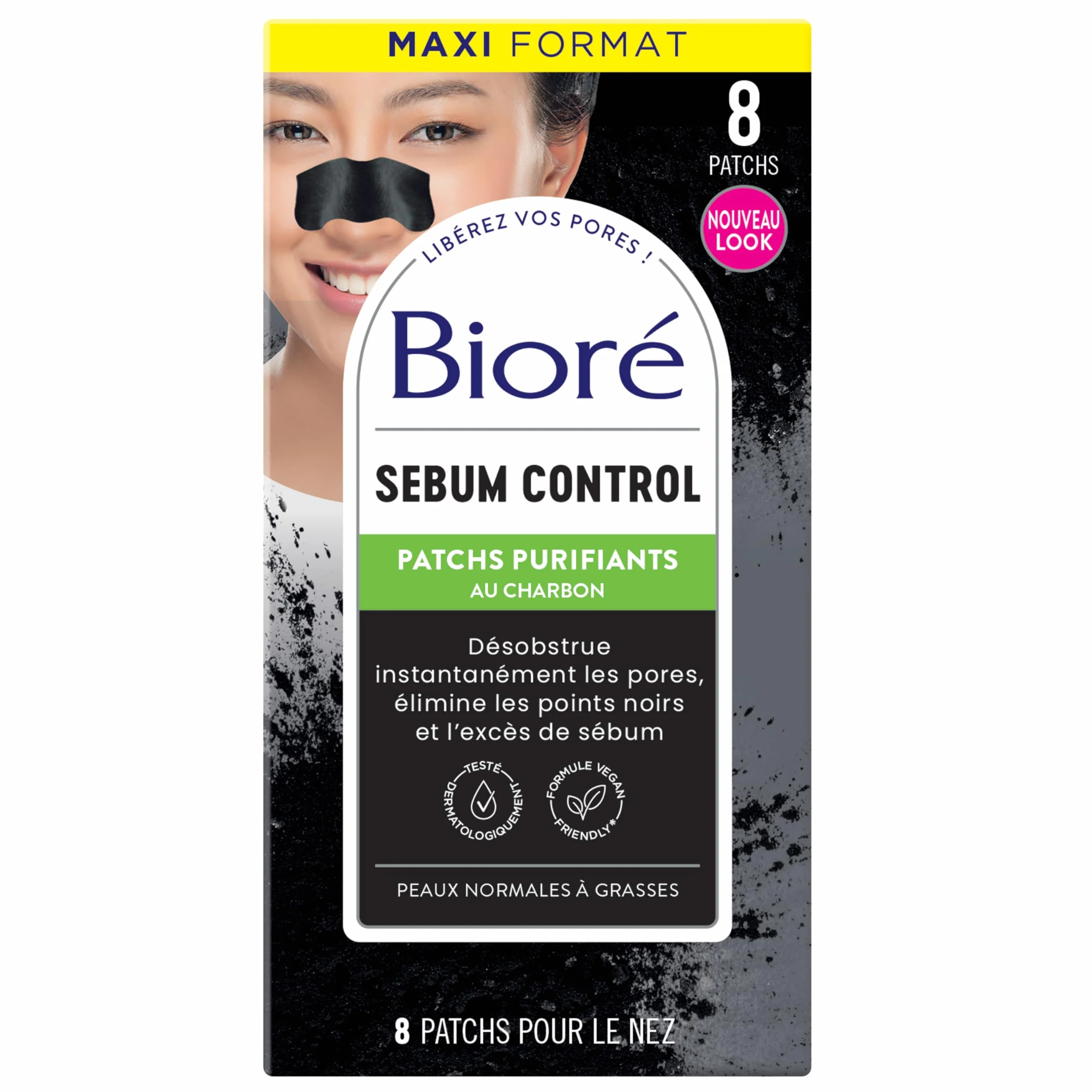 Biore 8 Patches Purificanti al Carbone - MAXI Format, Elimina le impurità