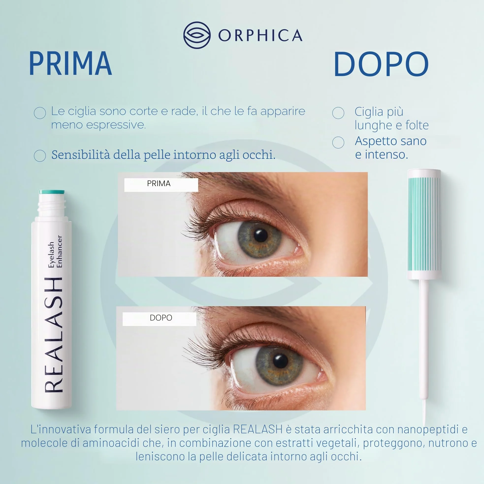 ORPHICA Brow & Realash Set - Siero per ciglia 3 ml + Siero per sopracciglia 4 ml - Crescita Intensiva Lash Serum Booster, Siero Allungante - Conditioner con Peptidi Attivi