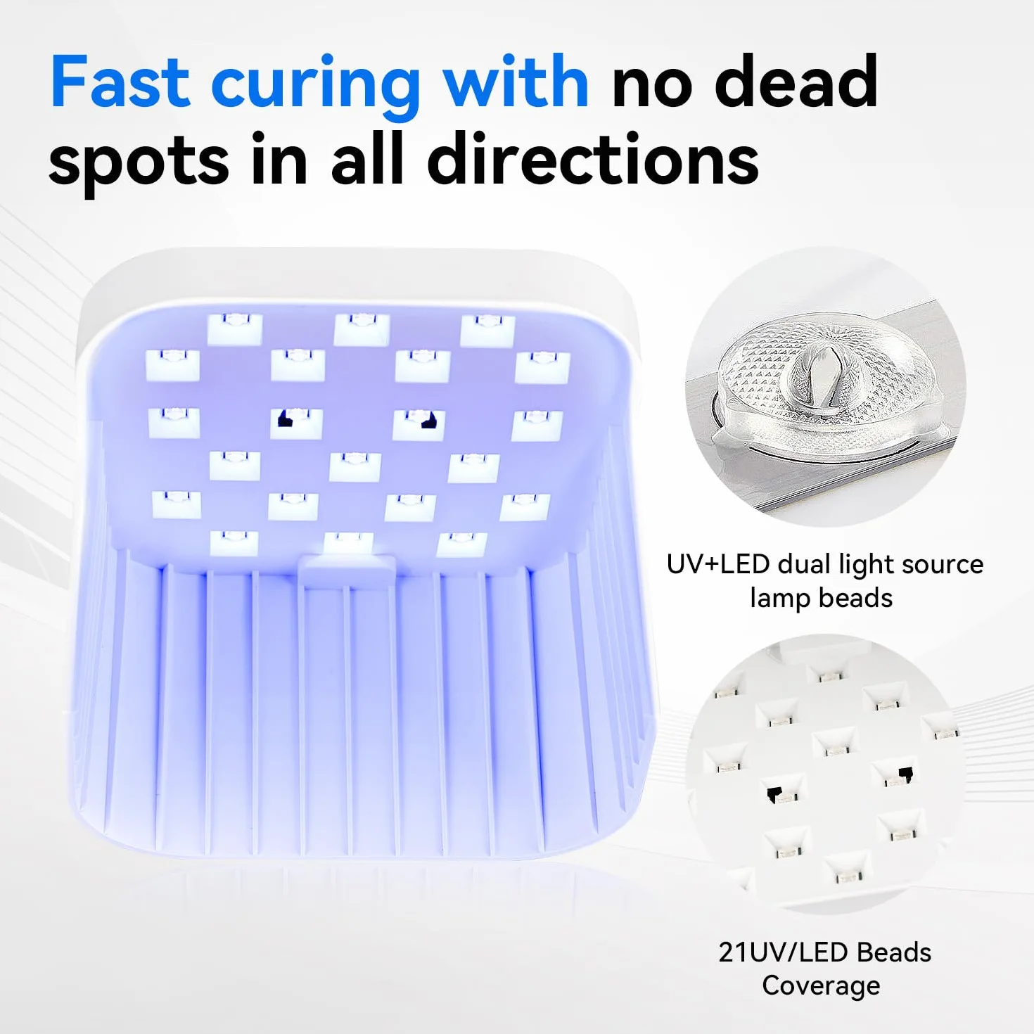 JODSONE Lampada professionale per nail art UV LED, ampio spazio, sensore automatico, 3 modalità di temporizzazione per nail art fai da te a casa, bianca