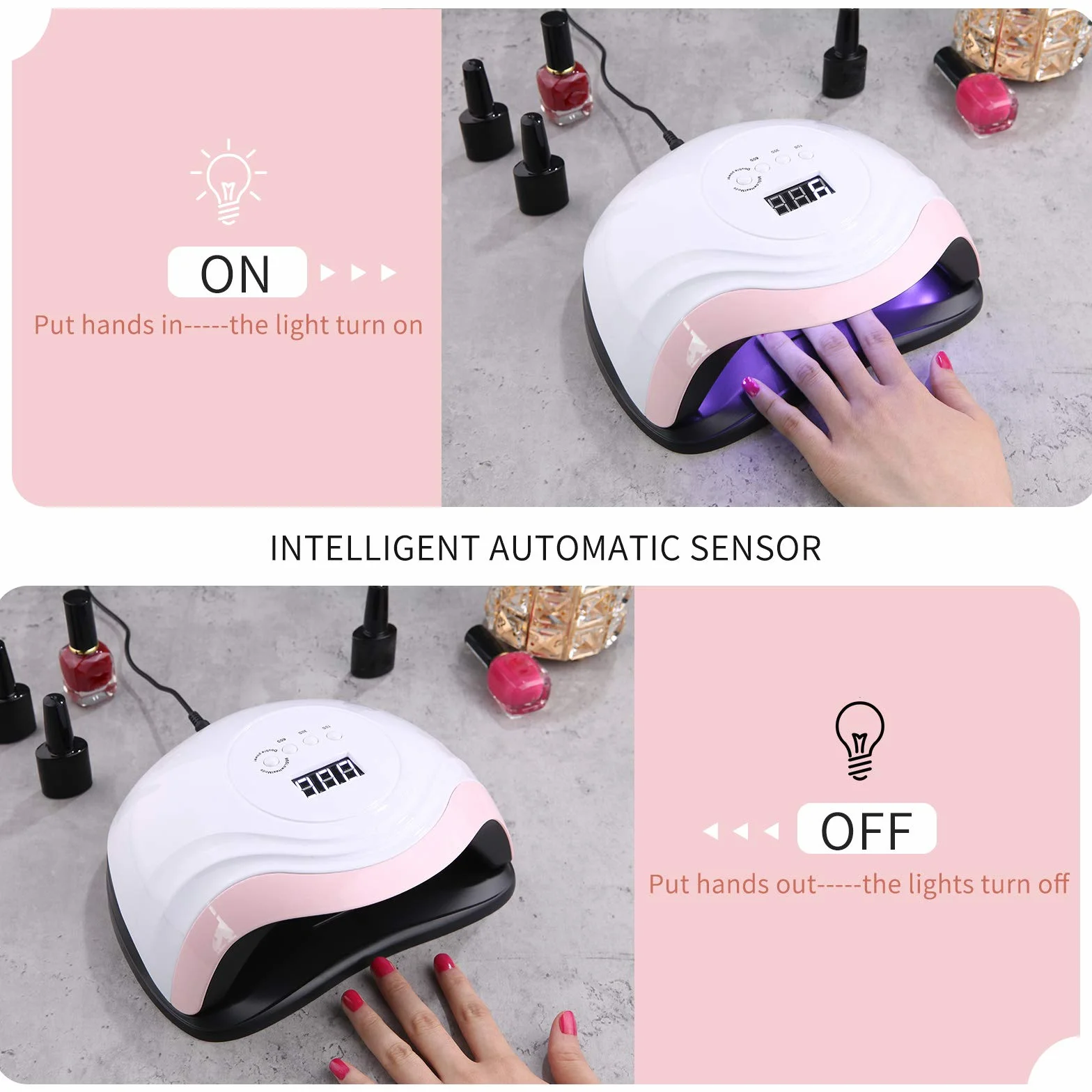 168W Lampada Unghie a LED UV per Manicure e Pedicure,36LED Professionale con Automatico Sensore,Display LCD,4 Time