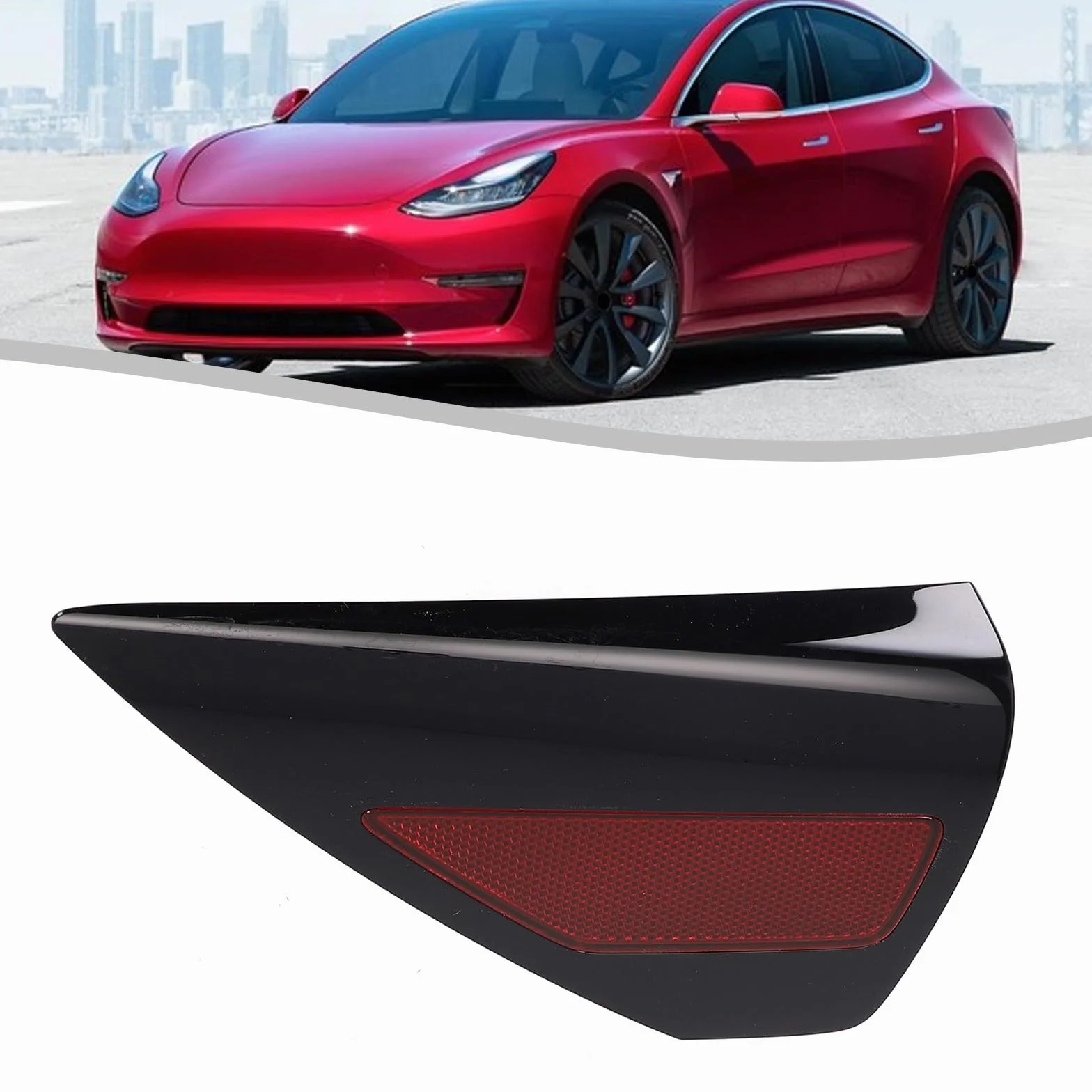Copertura sportello ricarica Tesla Model 3 2017-2023 Model Y 2020-2023 riflettore sinistro lente rossa