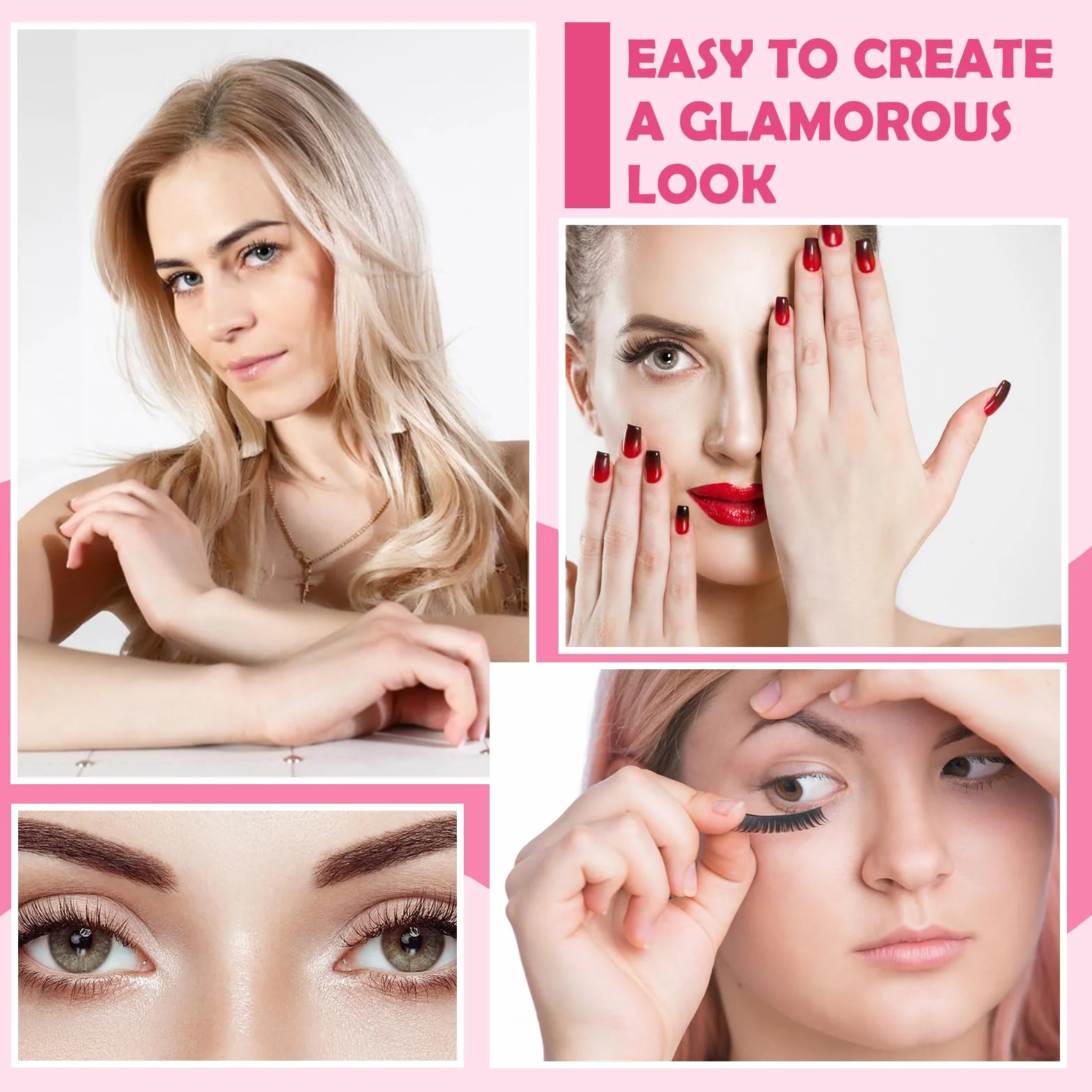 VEGCOO 570 Pezzi Ciglia Finte Ciuffetti Kit Extension Ciglia 30-100D 8-16mm DIY Eyelash Extension con Accessori
