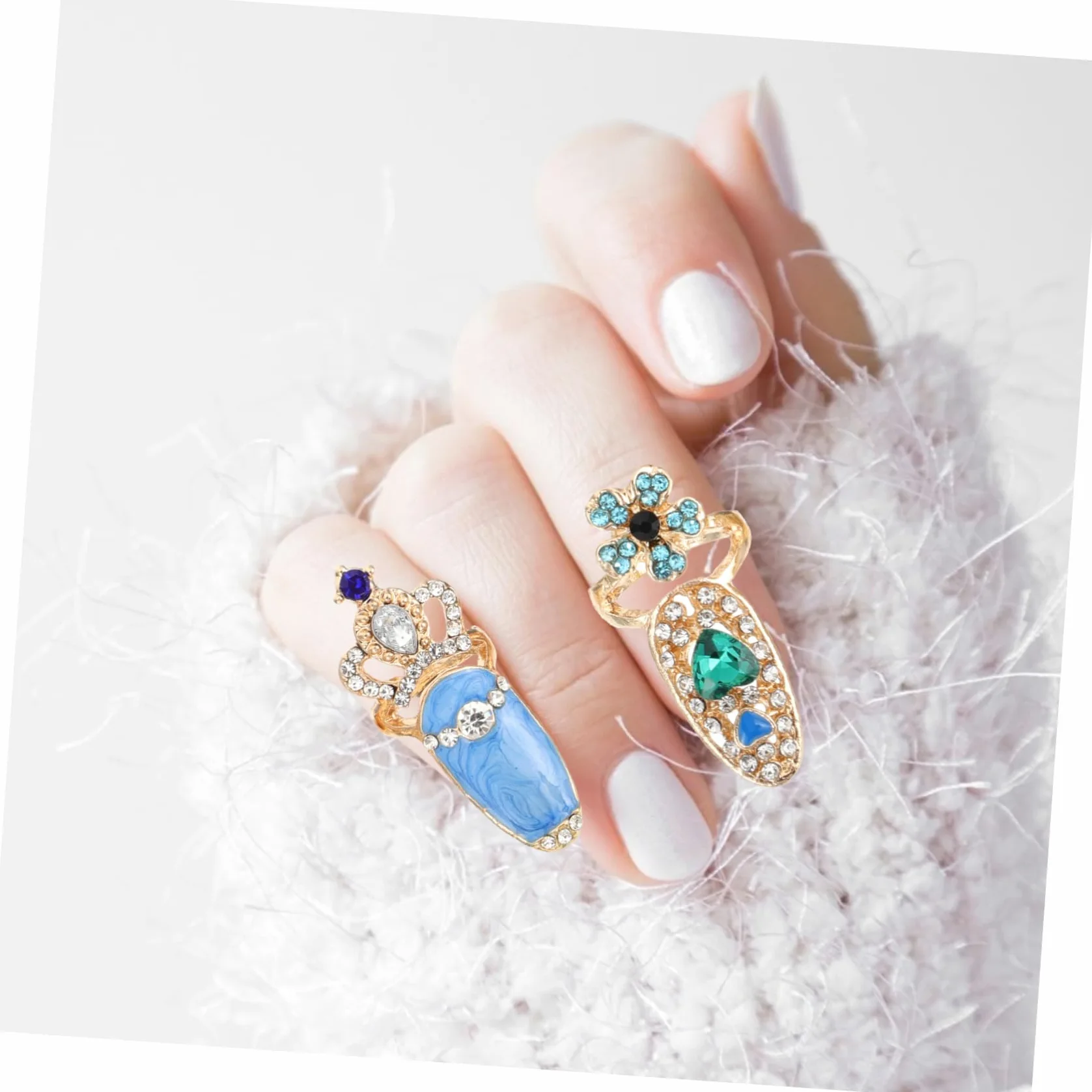 24pezzi Anelli Decorativi Per Unghie Accessori Per Nail Art Eleganti Per Feste e Cerimonie Completo Per Manicure e Decorazioni Per Unghie