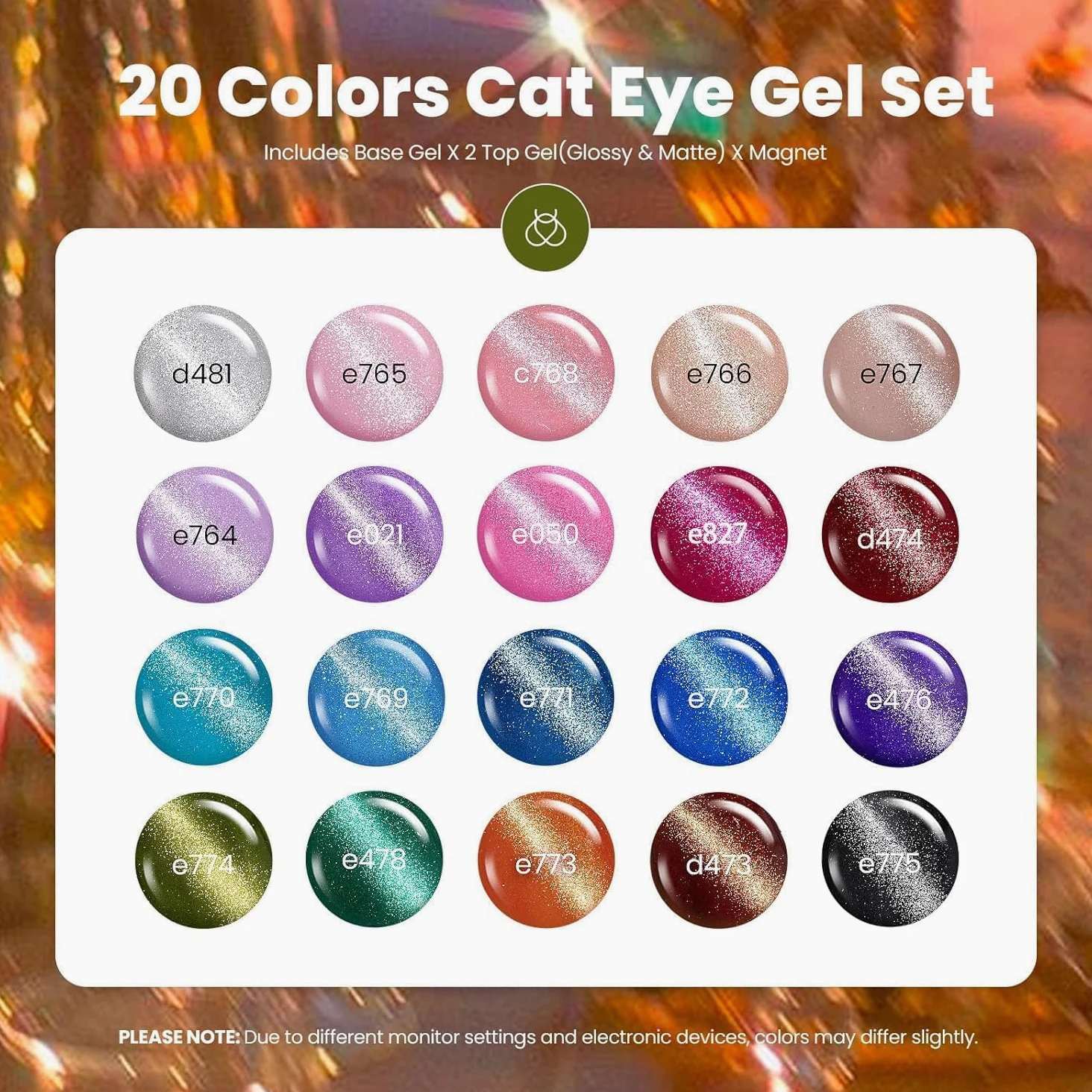 Beetles - Set di 20 smalti in gel con base e opaco lucido, colore rosa nude, verde, blu, smalto Lush Velvet con magnete Soak Off LED, manicure, salone fai da te, idea regalo per donne