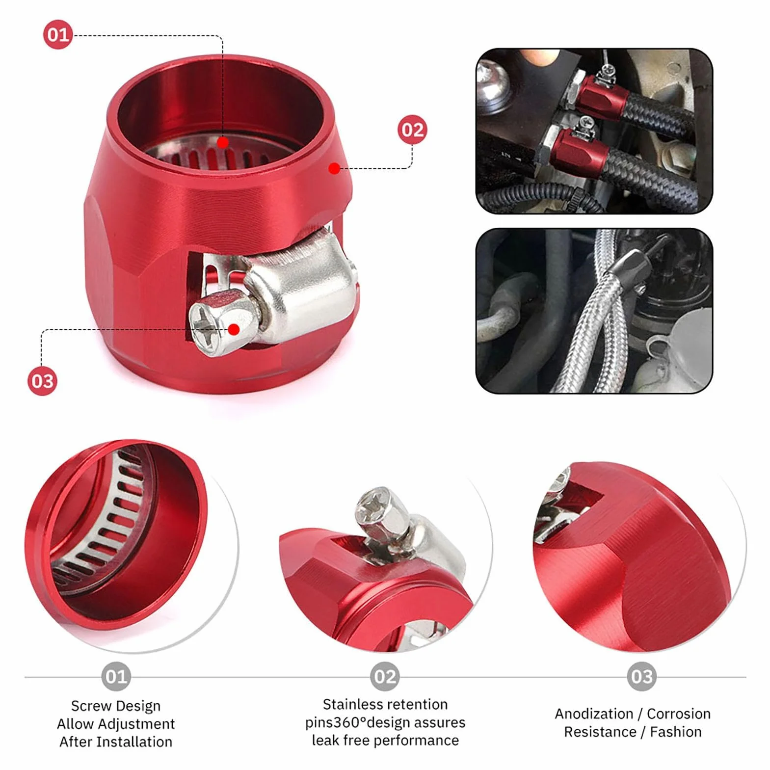 Raccordo per tubo dell'acqua in alluminio, clip di ricambio per tubo dell'olio del radiatore, accessori