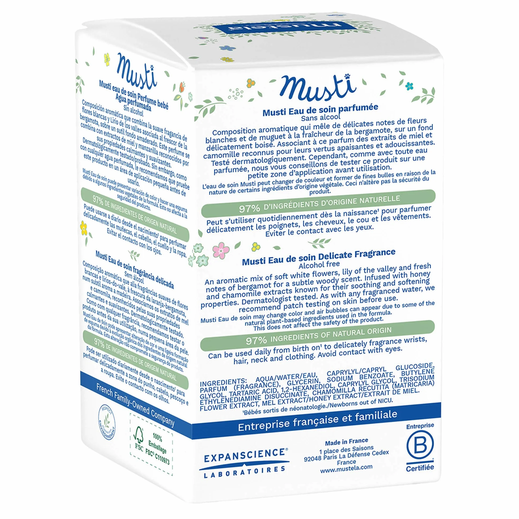 Mustela Acqua Profumata Senza Alcool Camomilla Miele Corpo Capelli 50ml