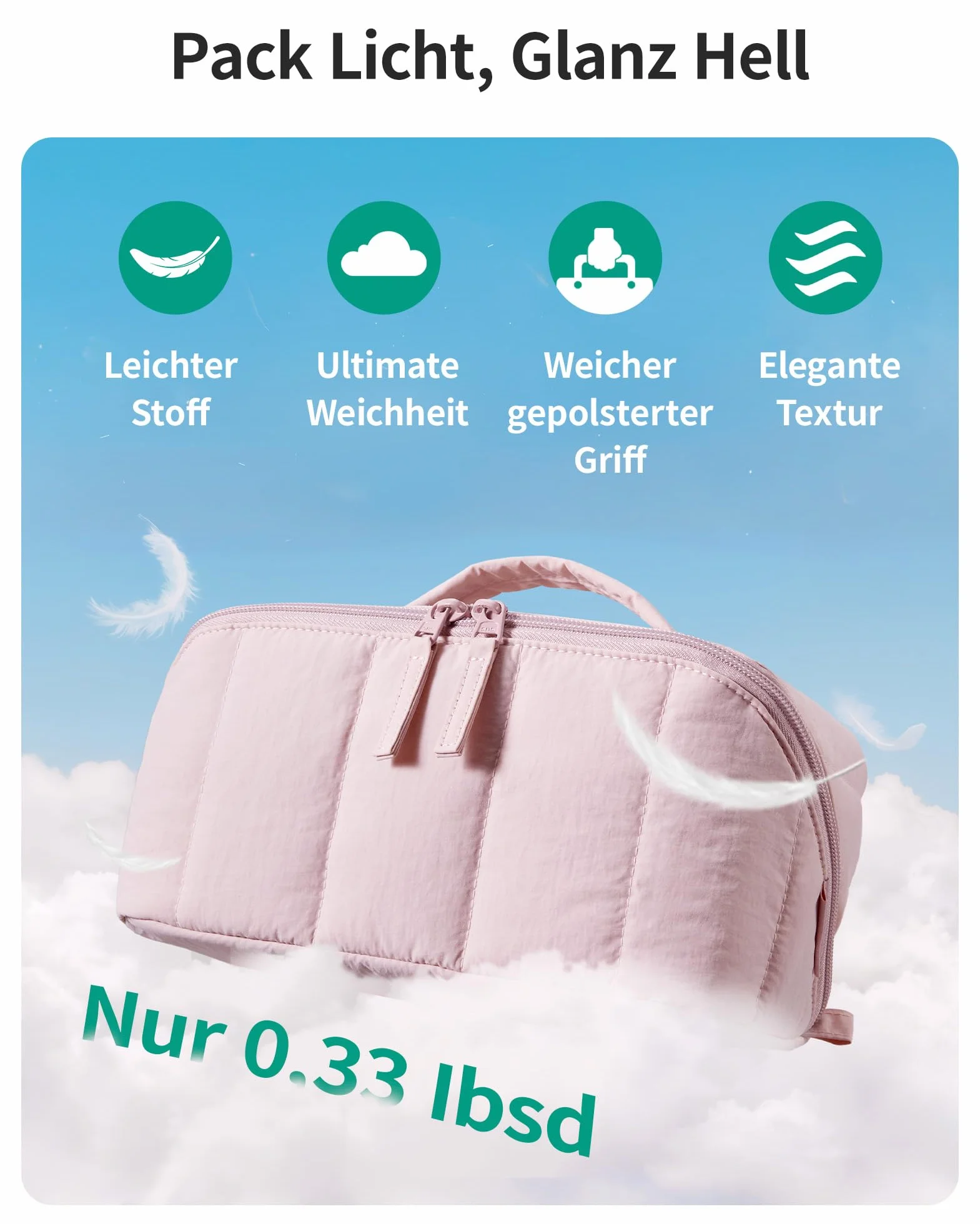 BAGSMART Borsa cosmetica da viaggio organizer piatta nera