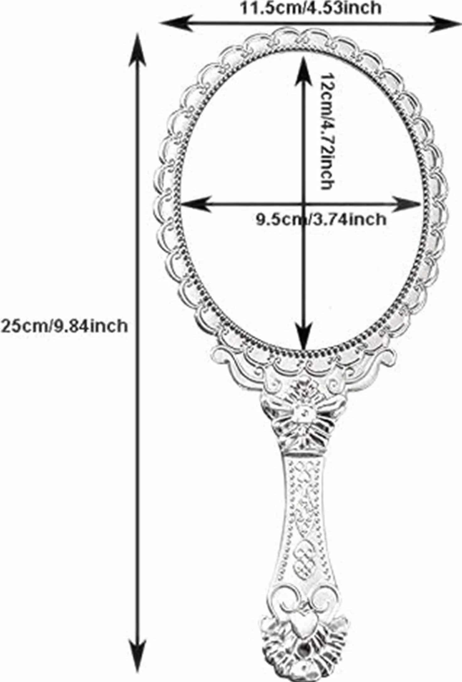 Specchio a mano retrò per parrucchiere accessori trucco argento