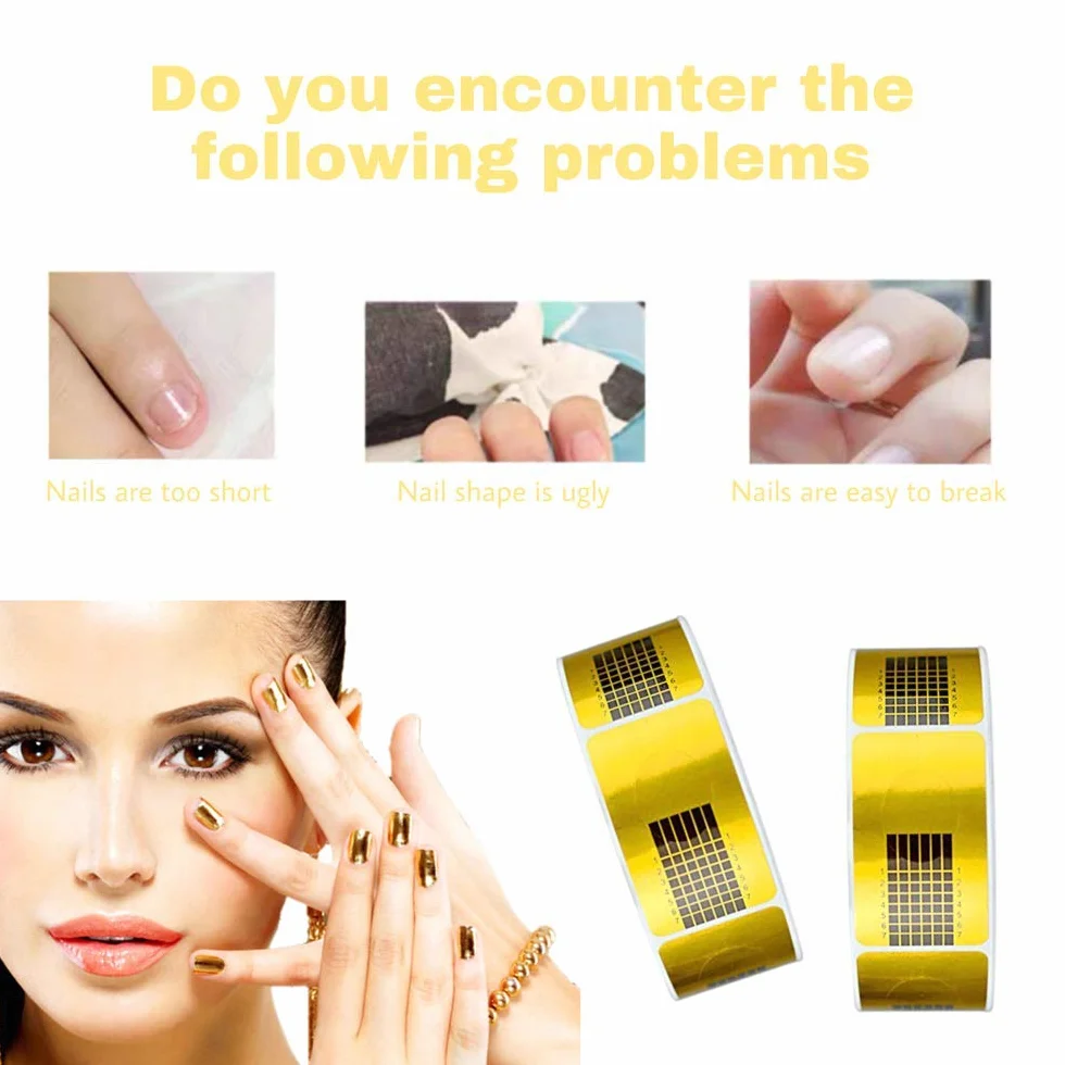 1 rotolo (500 pezzi) stencil per unghie - stencil per unghie autoadesivi stencil per unghie - stencil per modellare modellazione per nail art unghie in gel estensione per unghie artificiali (oro)