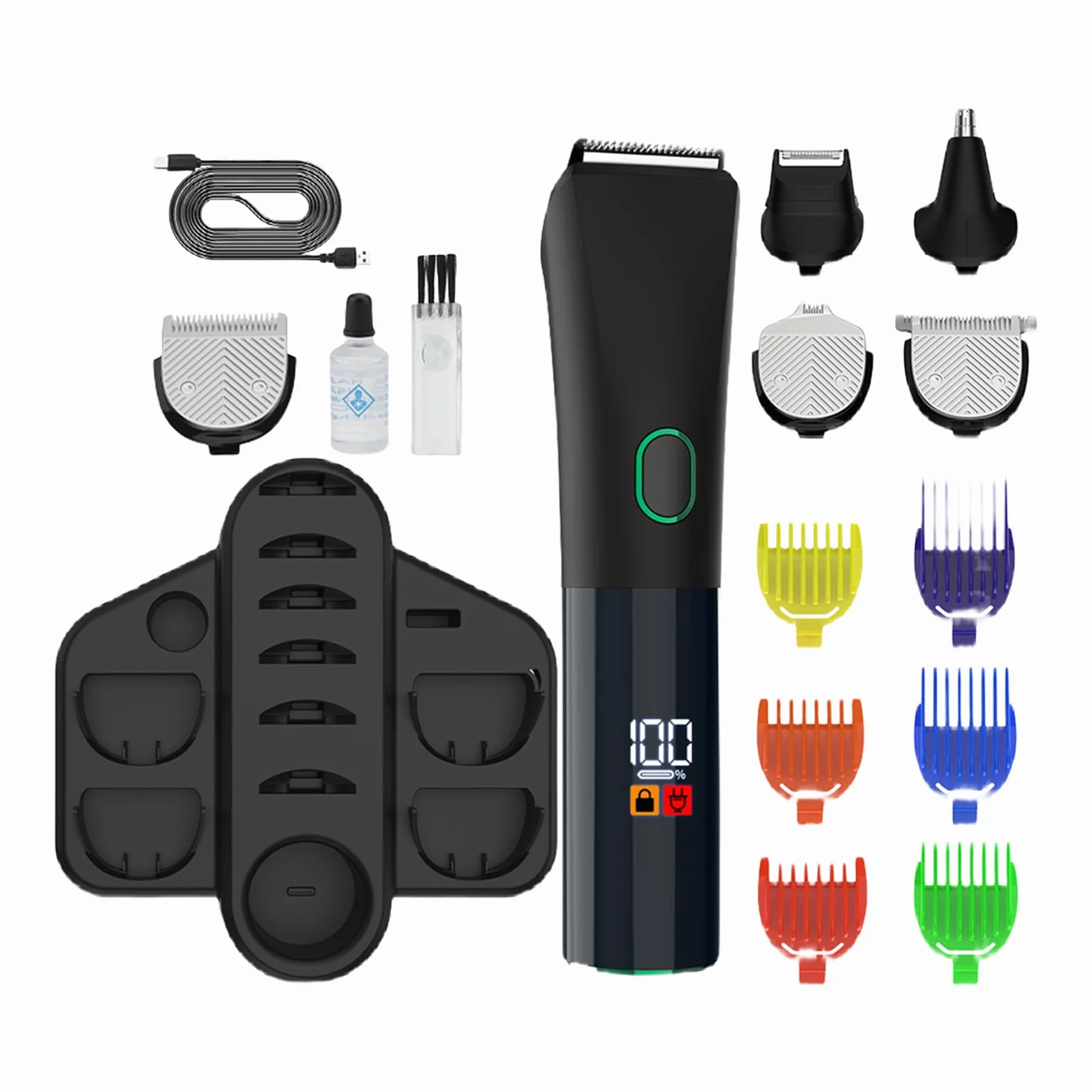 Tagliabordi per Barba Rasoio Elettrico per Barba e Baffi | Kit di Cura Impermeabile Ricaricabile USB con per Naso Orecchie Viso e Baffi