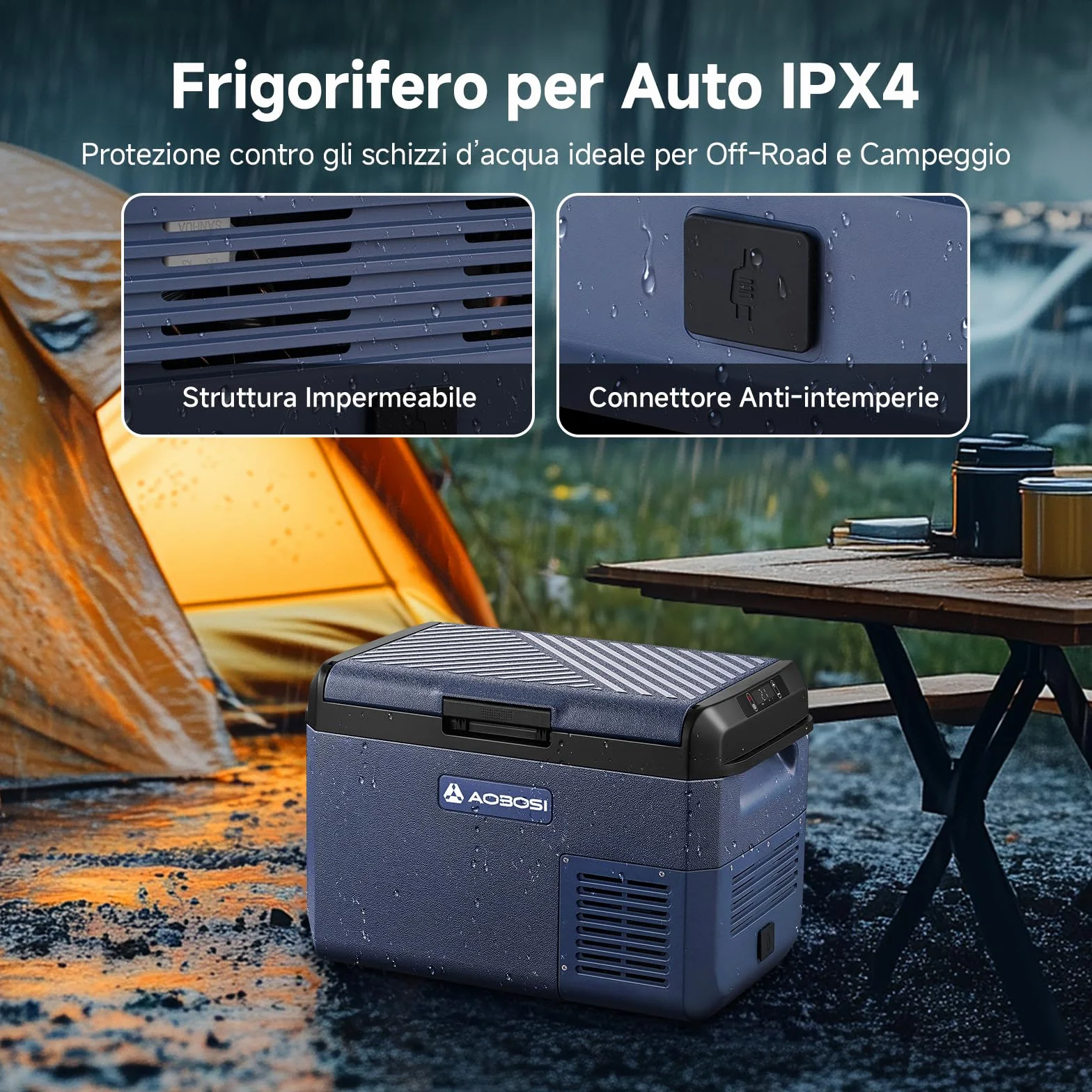 AAOBOSI Frigo Portatile 25L 12V/220V IPX4 Impermeabile -20°C a 20°C