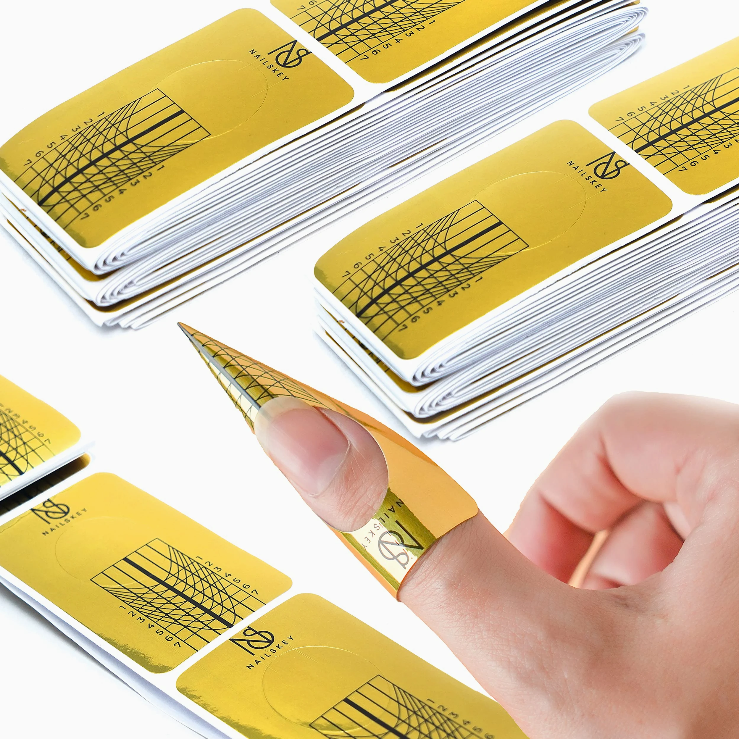 Cartine per Ricostruzione Unghie Gel - 100 Pezzi Cartine Lunghe Autoadesivi per Estendere le Unghie in Acrilico, Gel UV e Poli con Guida per Scolpire le Punte - Nail Art per Casa e Salone