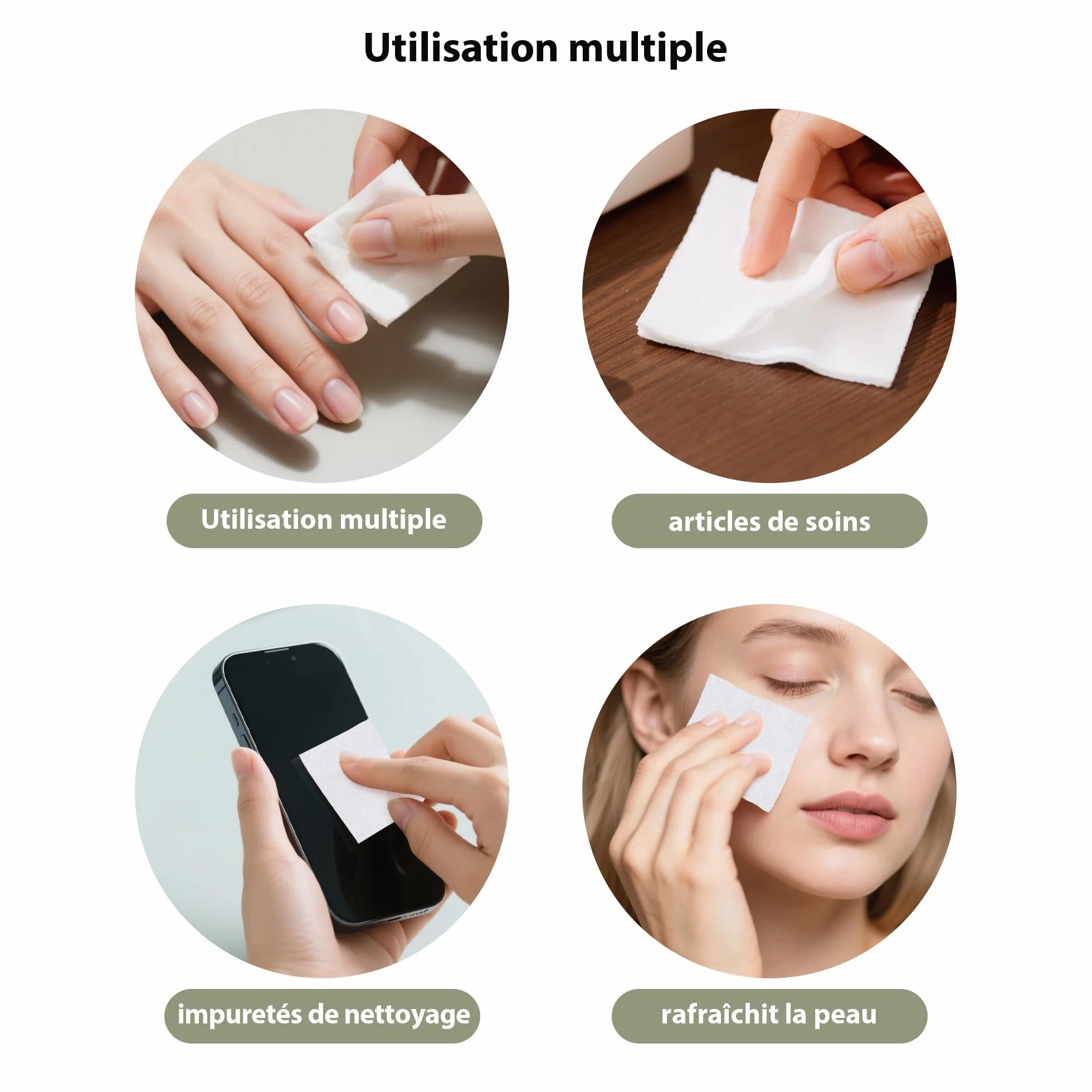 300 Pezzi Pad Unghie per Sgrassare, Dischetti Cotone Senza Pelucchi per Remover Unghie, Salviette Struccanti, Pulizia Pads Unghie per Gel (Bianco)