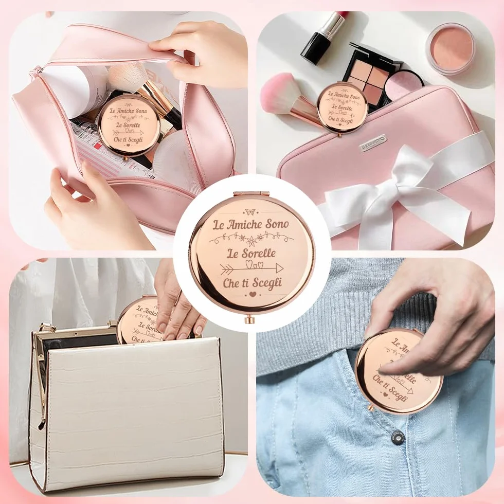 Regalo Amica Specchio Compacto Trucco Ingranditore x1/x2