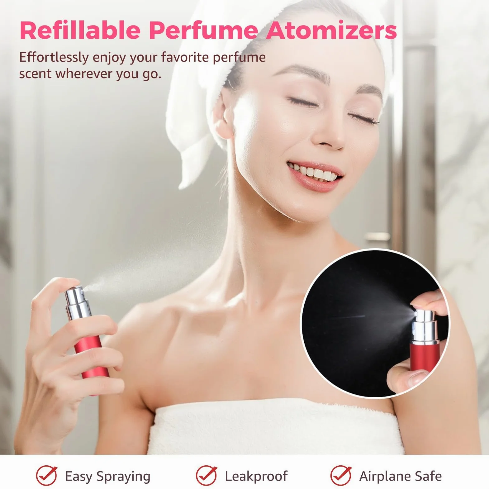 Confezione da 35 mini bottiglie di profumo ricaricabili con pompa a prova di perdite, flaconi spray da 4,8 g per viaggi, atomizzatori portatili per uomini e donne
