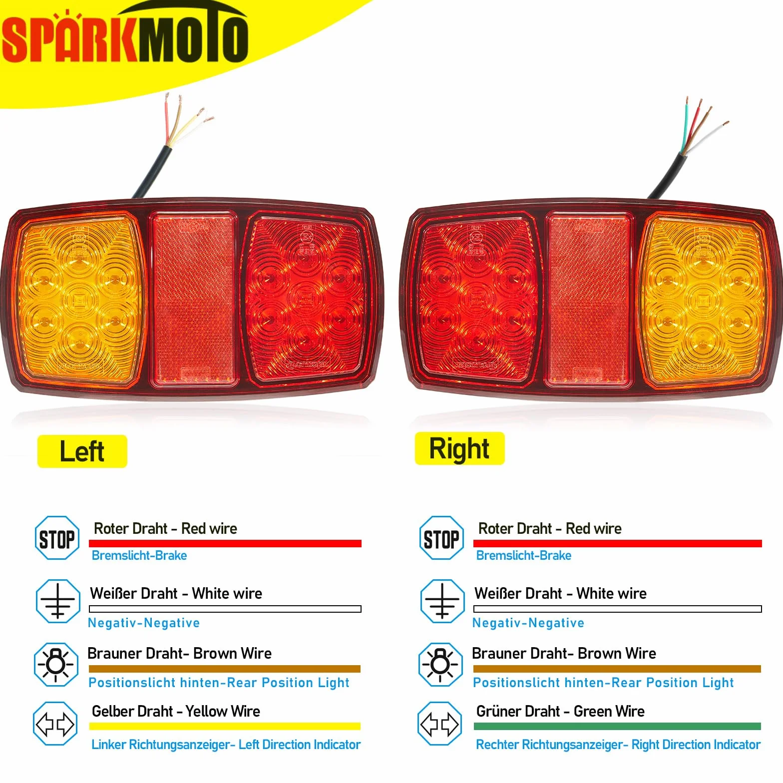 LED Fanali Posteriori Rimorchio 12V IP67 ECE Omologazione