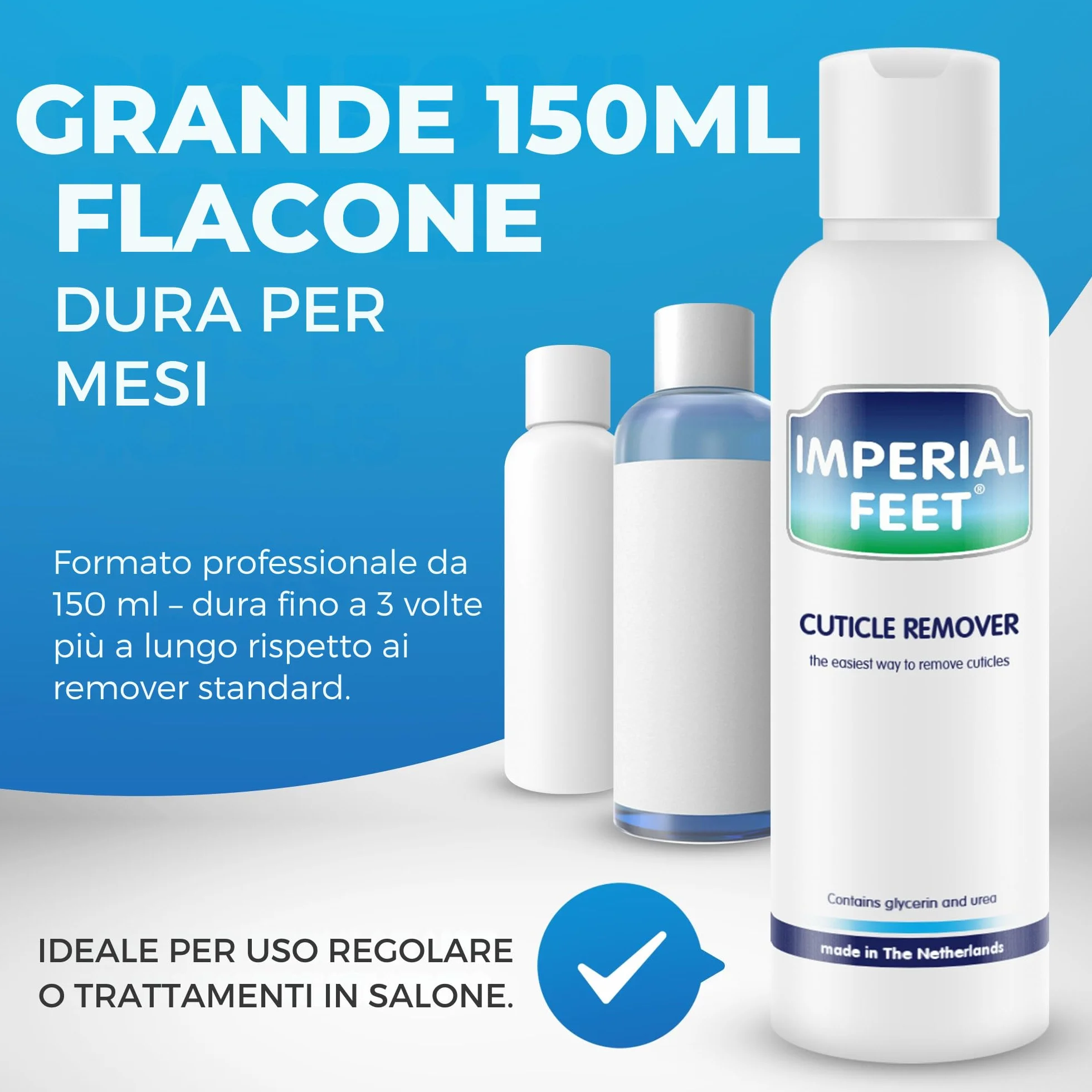 Imperial Feet Rimuovi Cuticole Liquido-150ml Formula Professionale | Rimozione Istantanea della Cuticola con Glicerina e Urea-Detergente per Unghie che Ammorbidisce e Scioglie le Cuticole in Eccesso