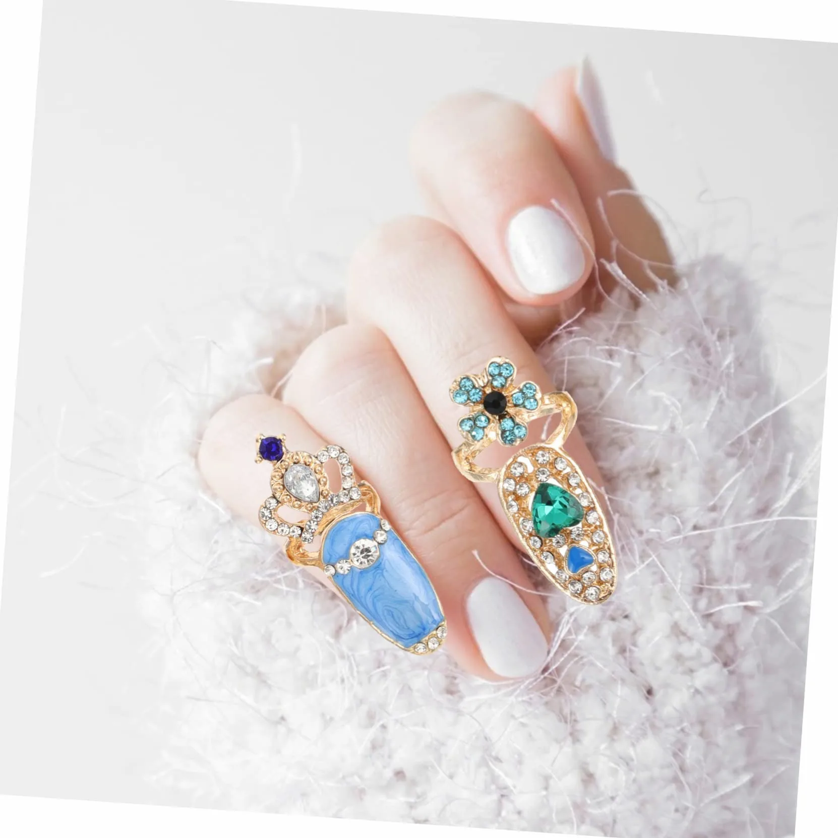 Mikinona Pz anello per unghie ordinare mini anelli per unghie mancia anelli pieni delle dita strass decorazioni unghie decorazioni per unghie Anello creativo gioielli per manicure lega