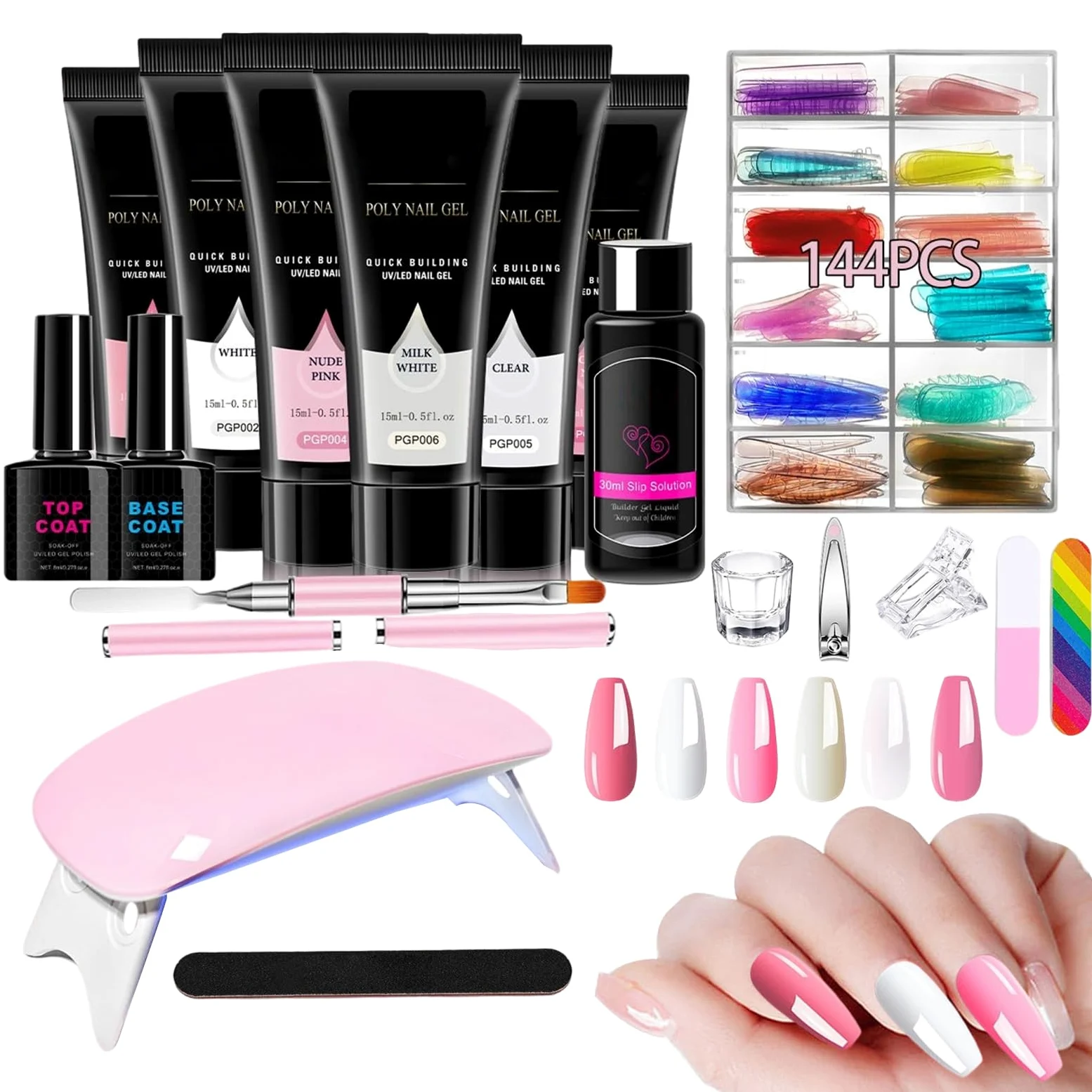 Kit Per Ricostruzione Unghie Strumento Manicure Texture Liscia Con Lampada | Gel di Finitura Professionale per Unghie Per Viaggi Esterni Scuola Compagna Sorella Figlia Moglie