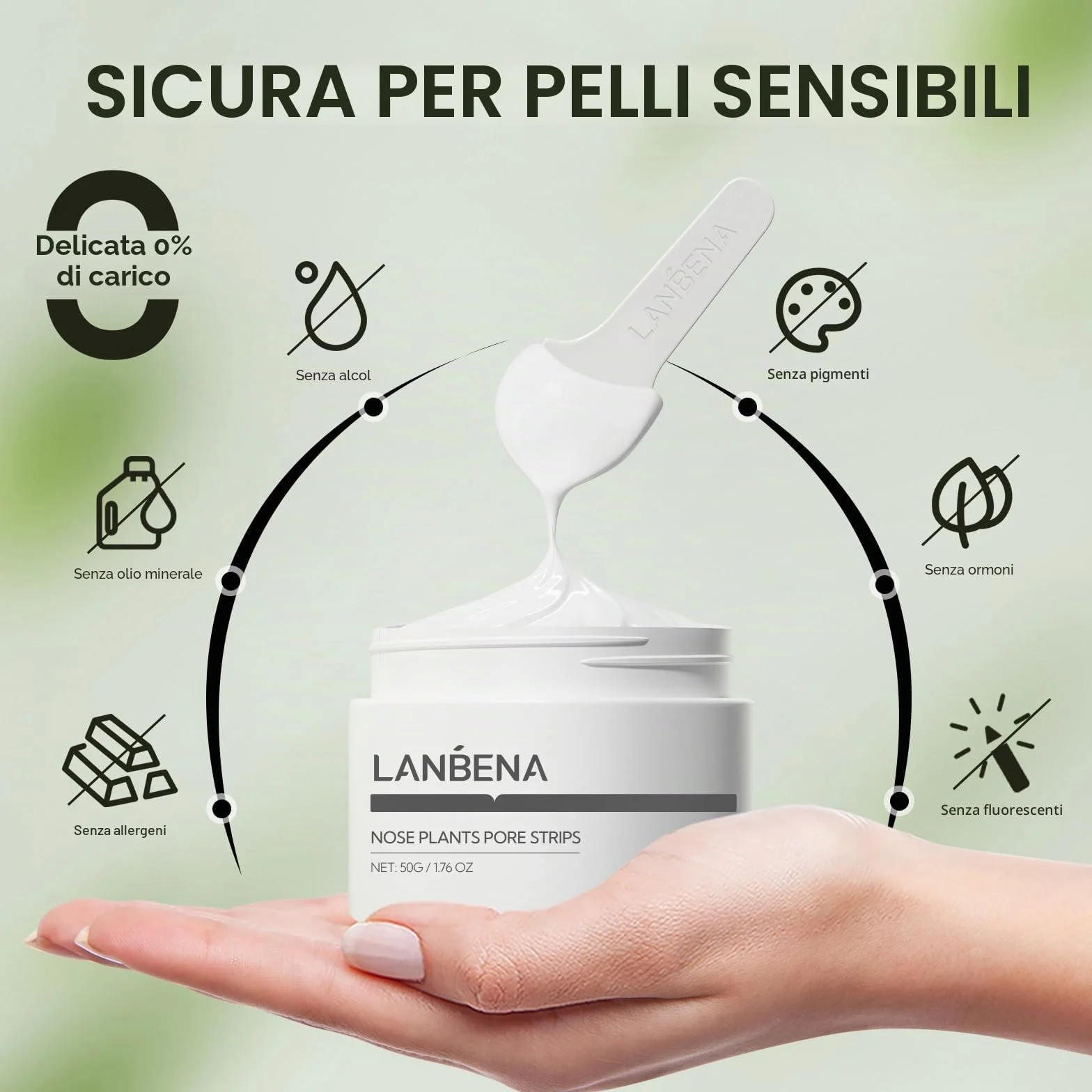 LANBENA punti neri rimozione (50 g), 100 strisce nasali, maschera punti neri, NOTA: La crema diventa gommosa al di sotto dei 25°C, mettere la bottiglia in acqua bollente per ammorbidirla