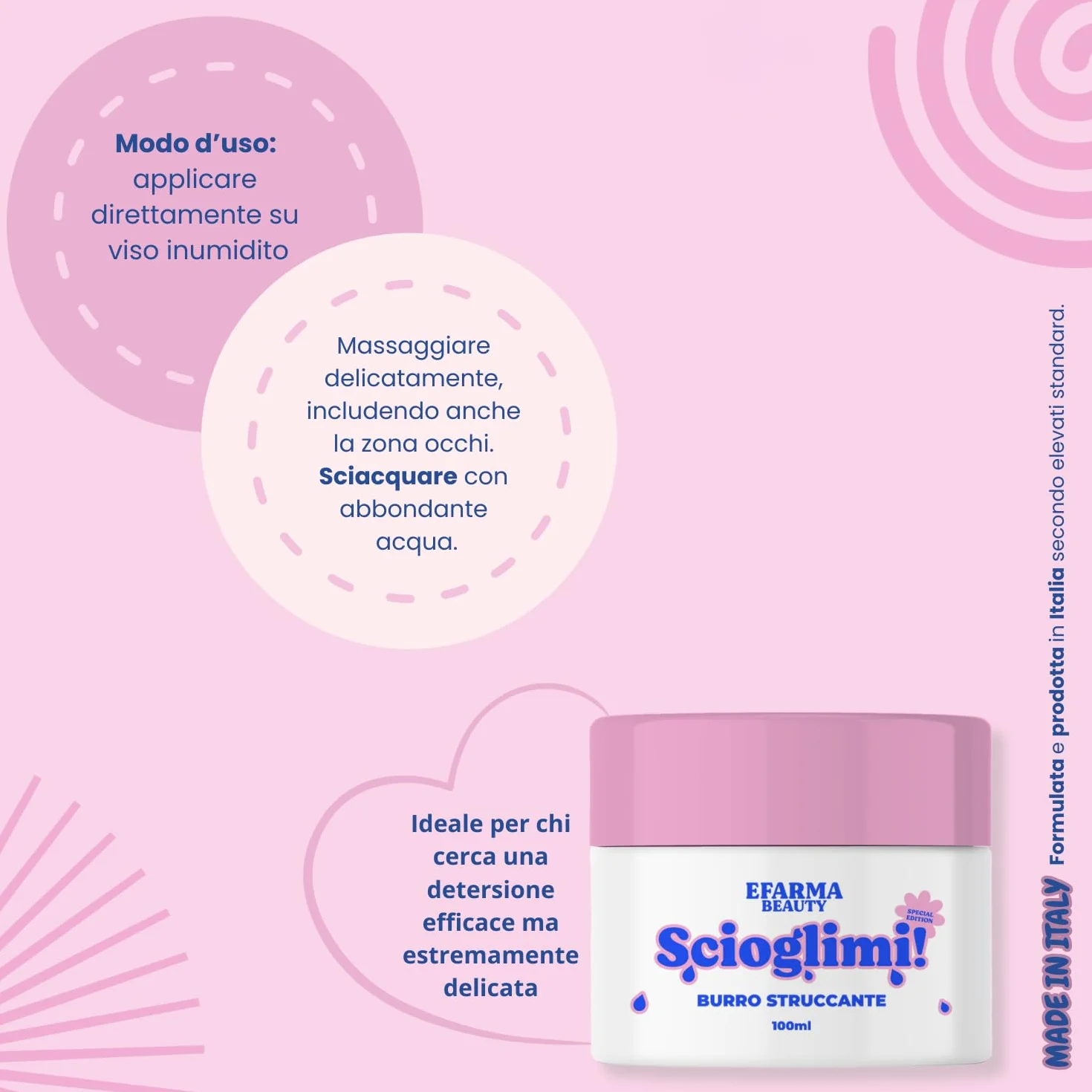eFarma Beauty Scioglimi! Burro Struccante Viso Delicato 100 ml con Burro di Karité e Vitamina E Made in Italy